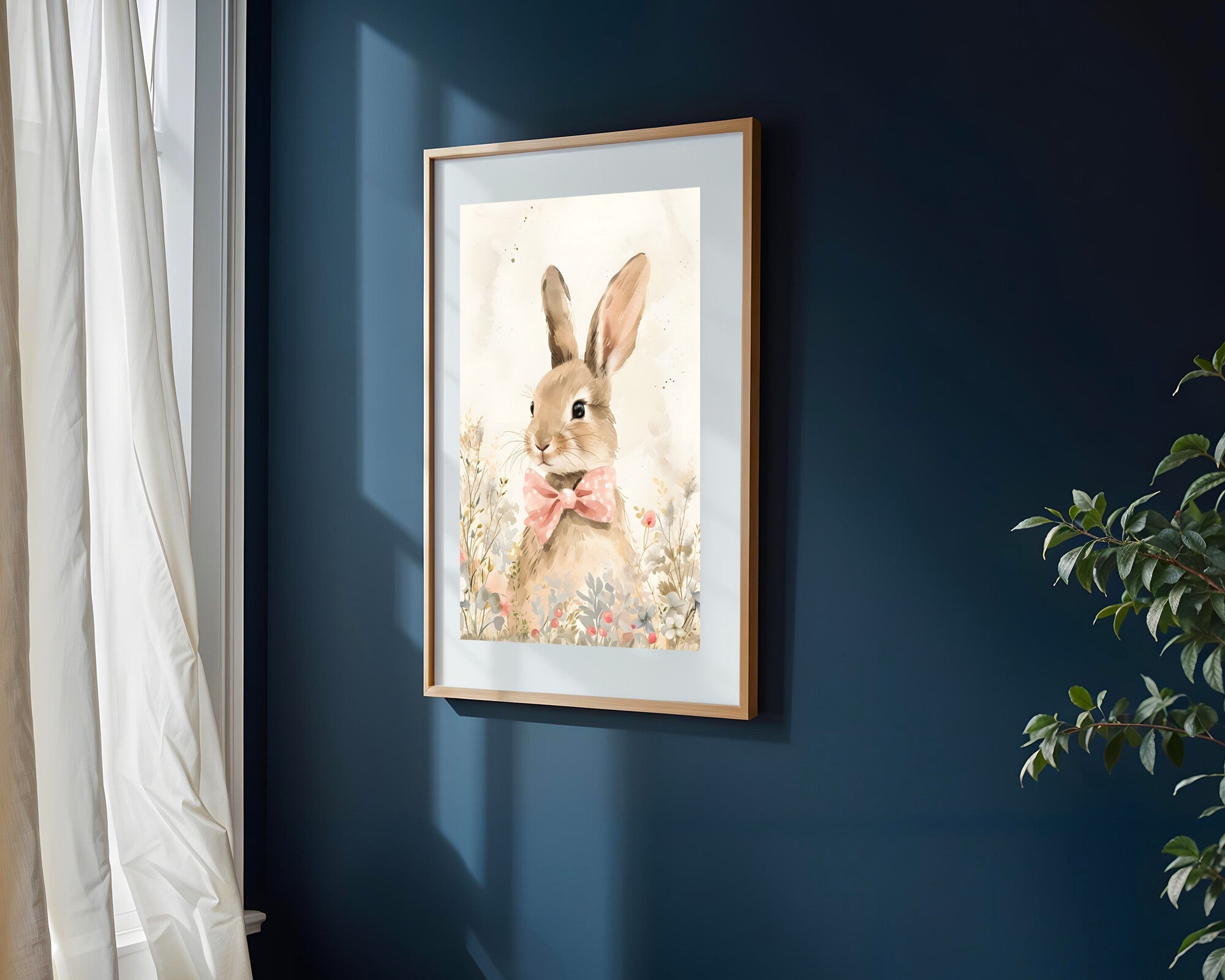 Conejo de Lazo Rosa | Cuadro decorativo de Monkey Canvas