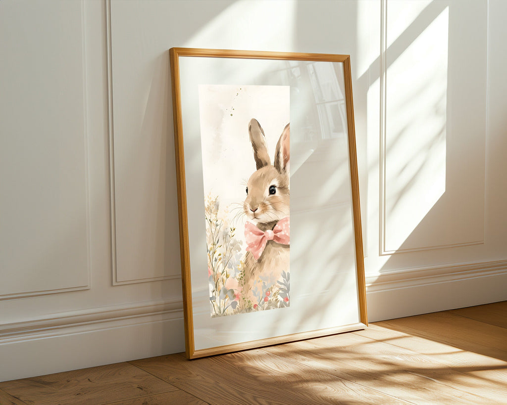Conejo de Lazo Rosa | Cuadro decorativo de Monkey Canvas