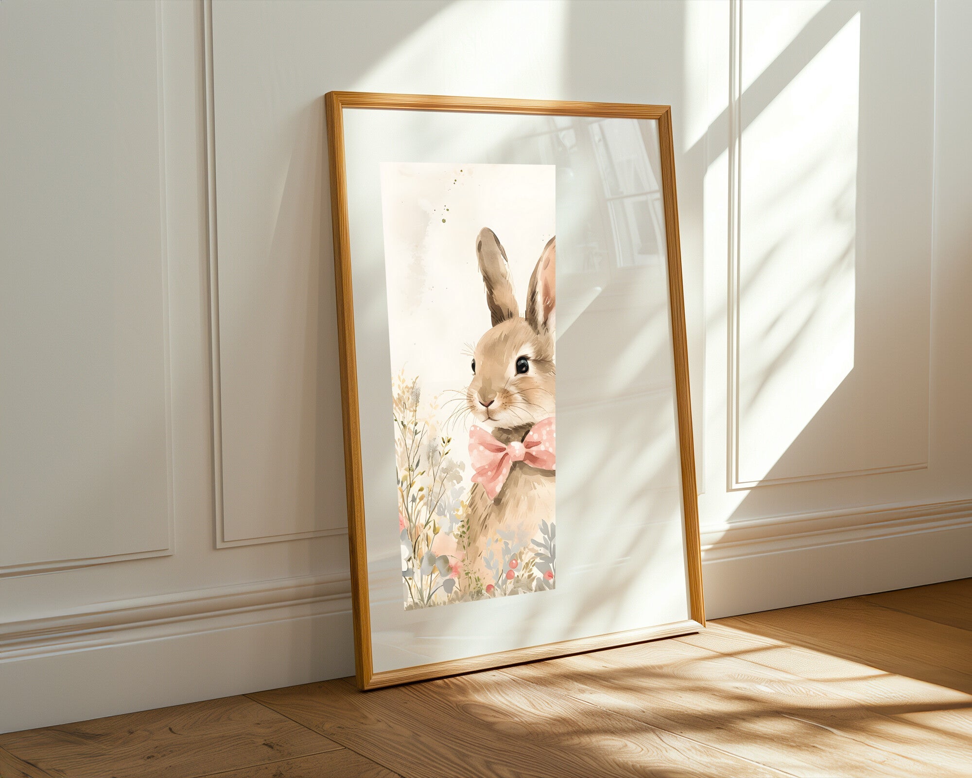 Conejo de Lazo Rosa | Cuadro decorativo de Monkey Canvas