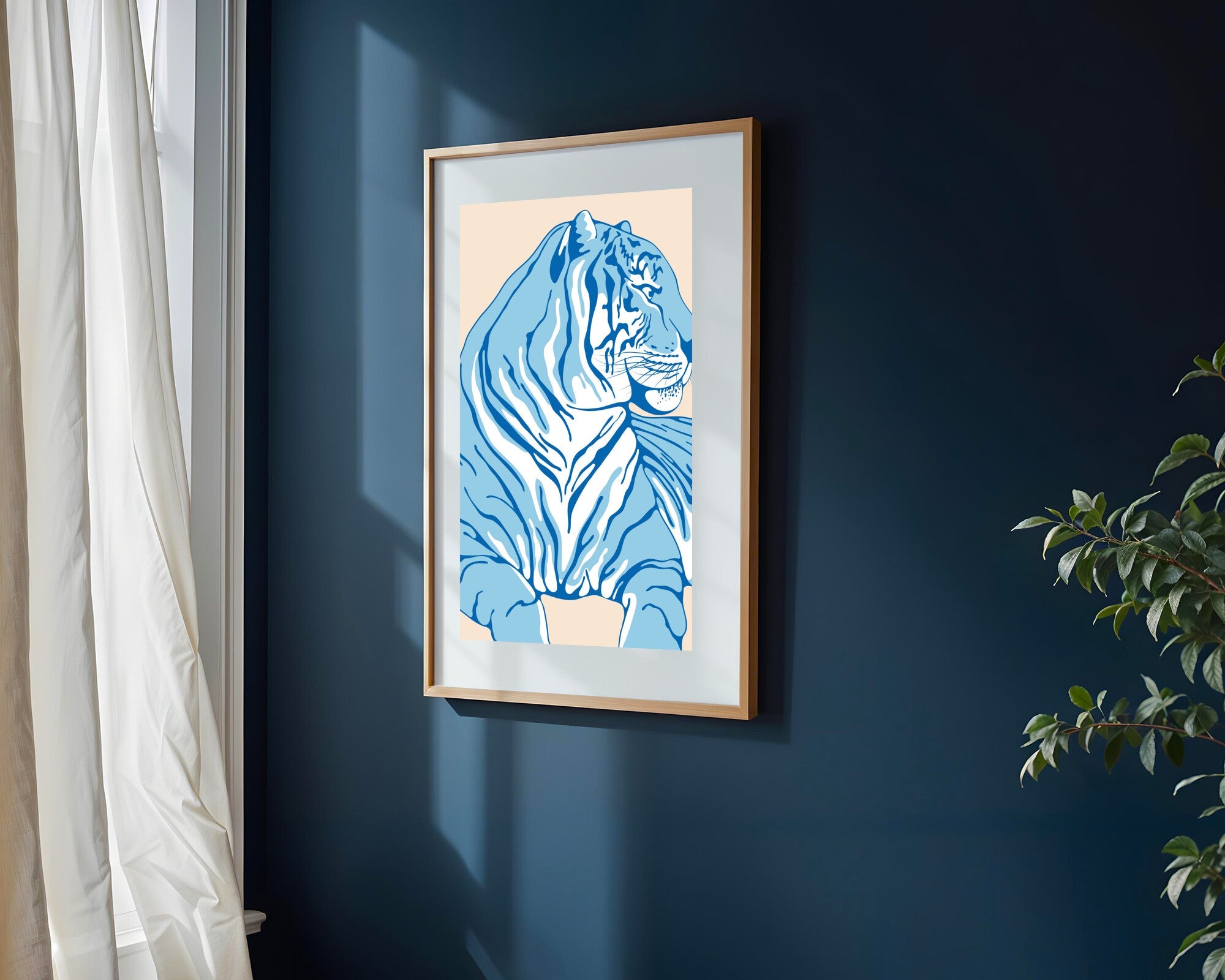 Tigre Azul Minimalista | Cuadro decorativo de Monkey Canvas