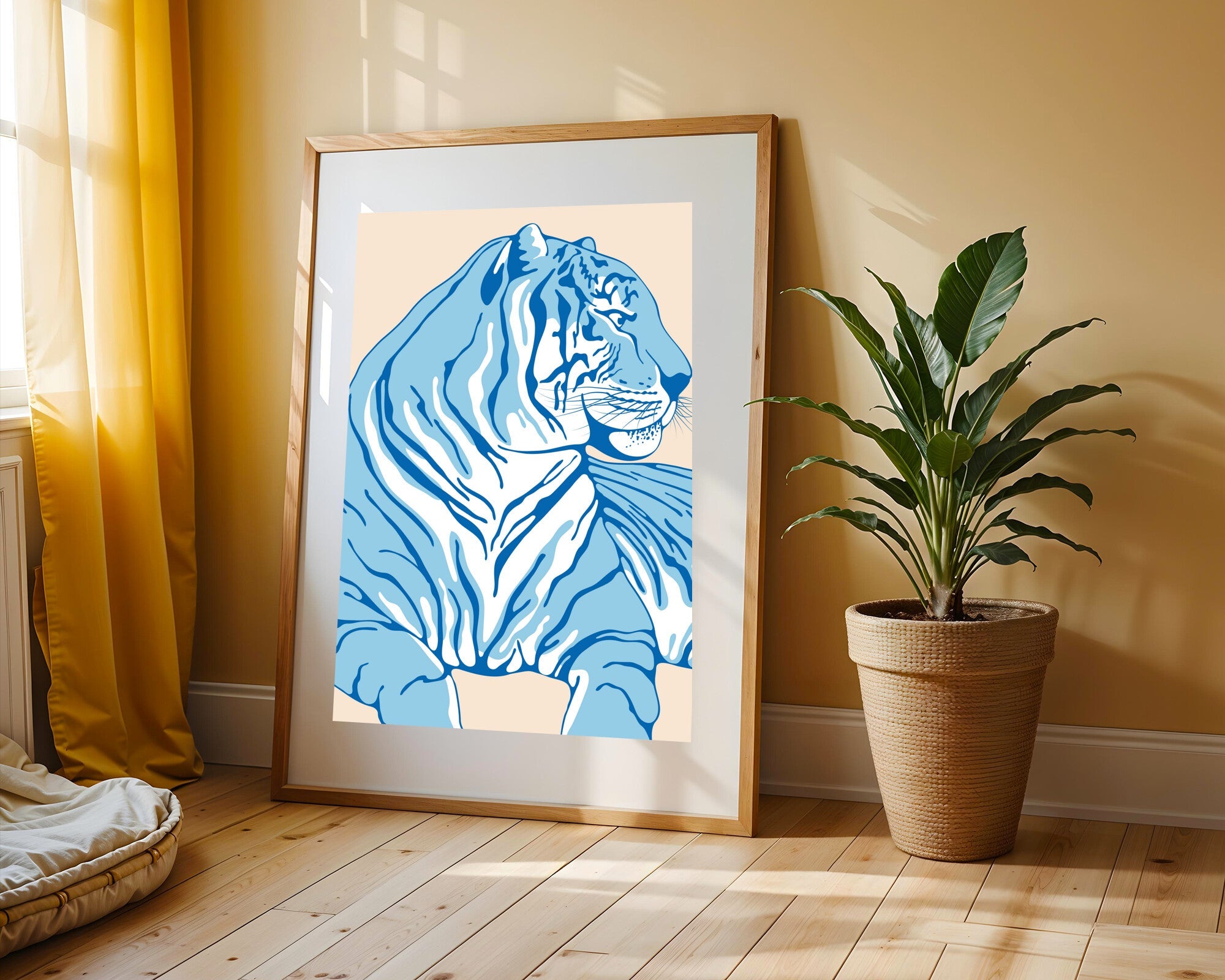 Tigre Azul Minimalista | Cuadro decorativo de Monkey Canvas