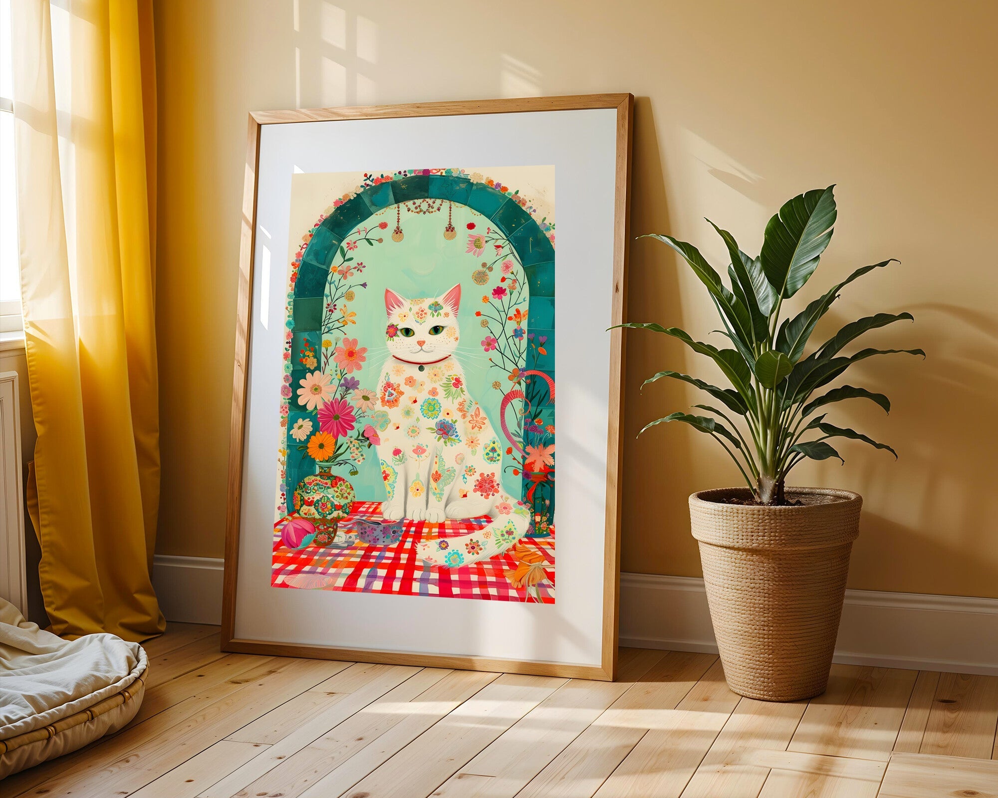 Gato Floral Bohemio | Cuadro decorativo de Monkey Canvas