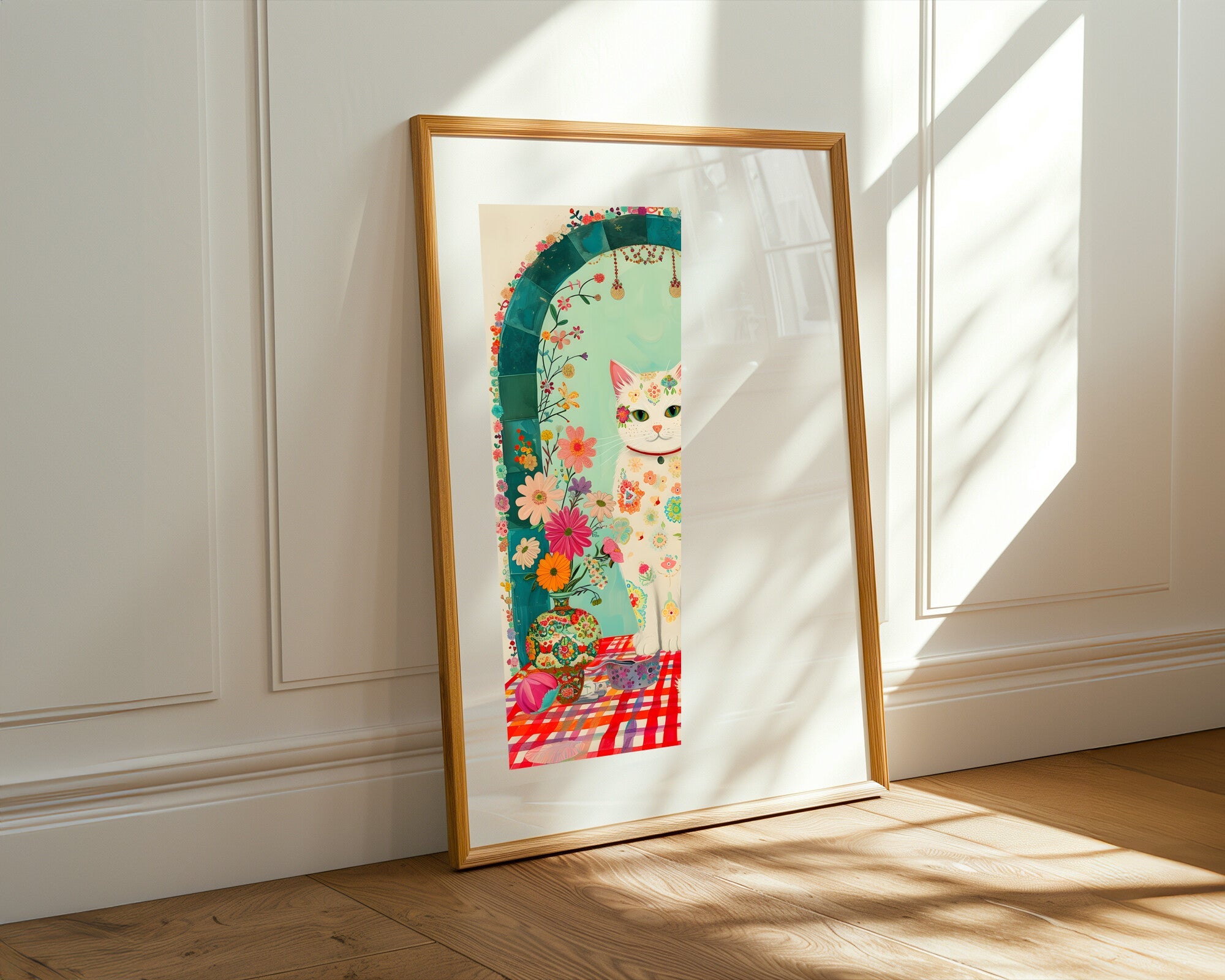 Gato Floral Bohemio | Cuadro decorativo de Monkey Canvas