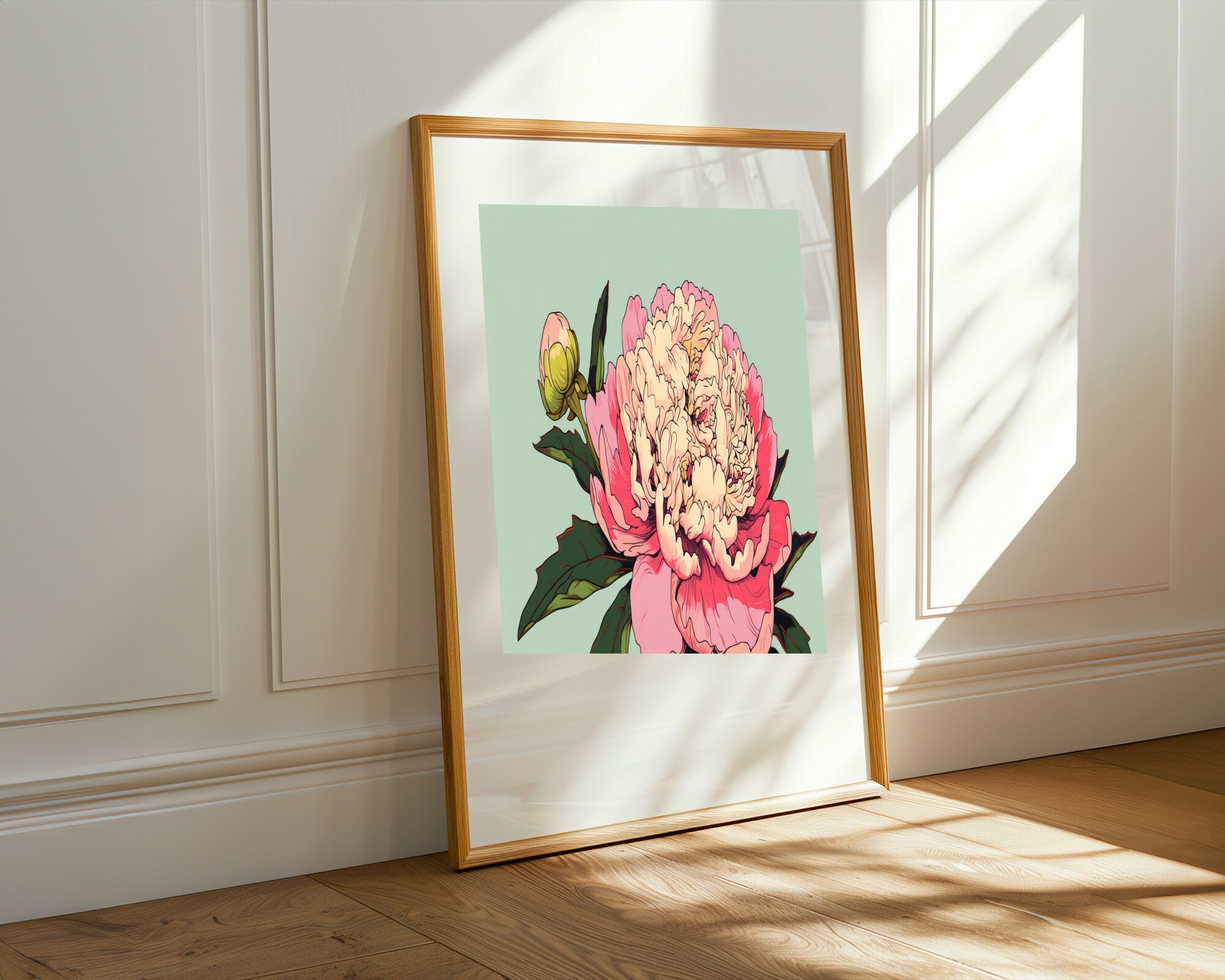 Peonía Rosa Ilustrada | Cuadro decorativo de Monkey Canvas