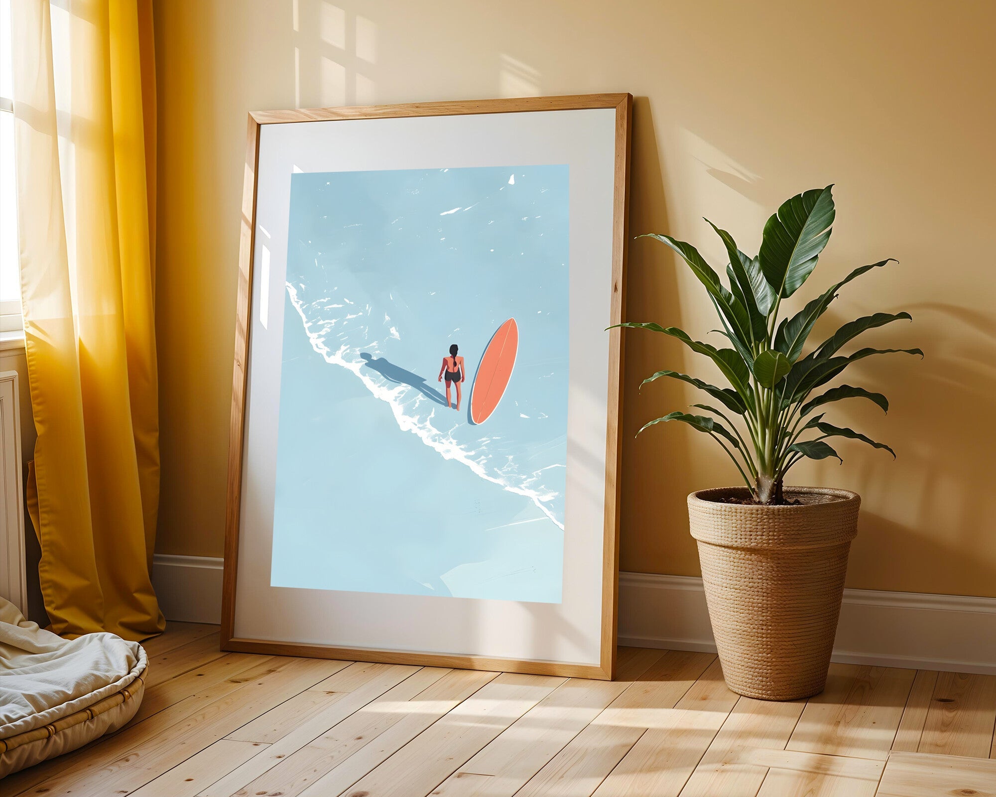 Surfista y Tabla Naranja | Cuadro decorativo de Monkey Canvas