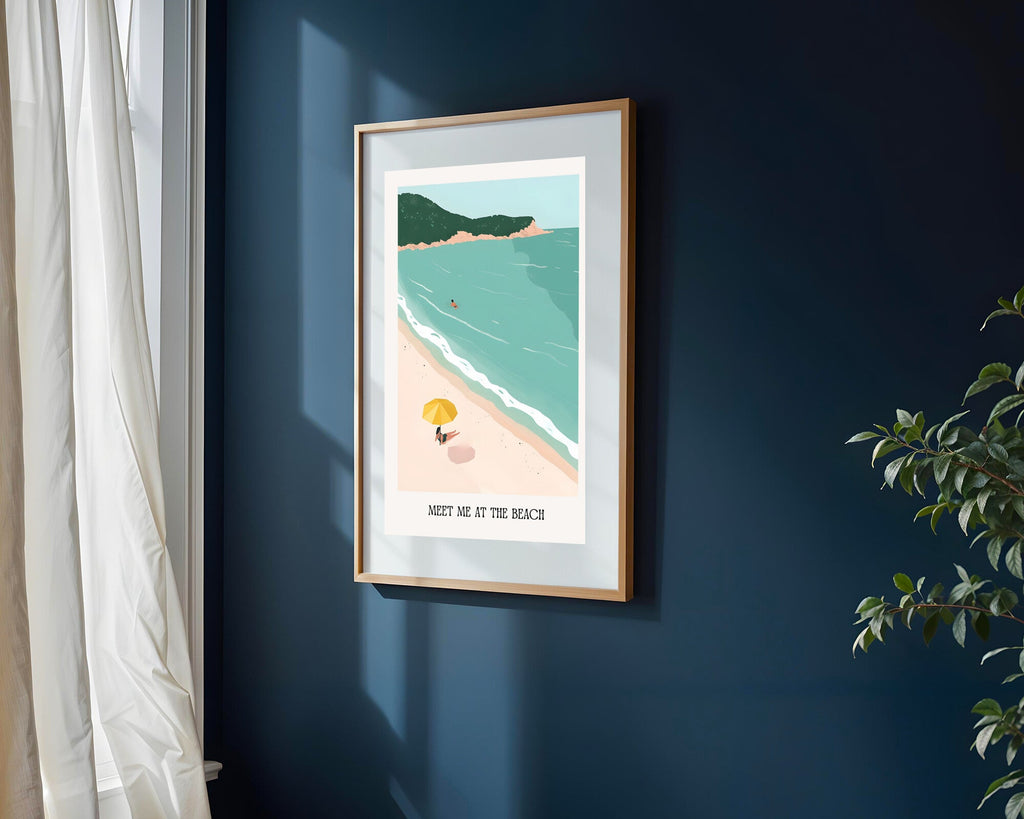 Cala con Sombrilla Amarilla | Cuadro decorativo de Monkey Canvas