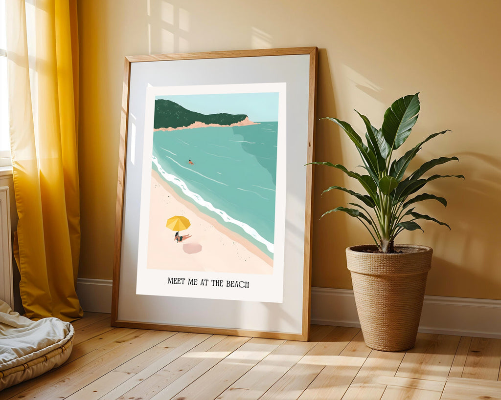 Cala con Sombrilla Amarilla | Cuadro decorativo de Monkey Canvas