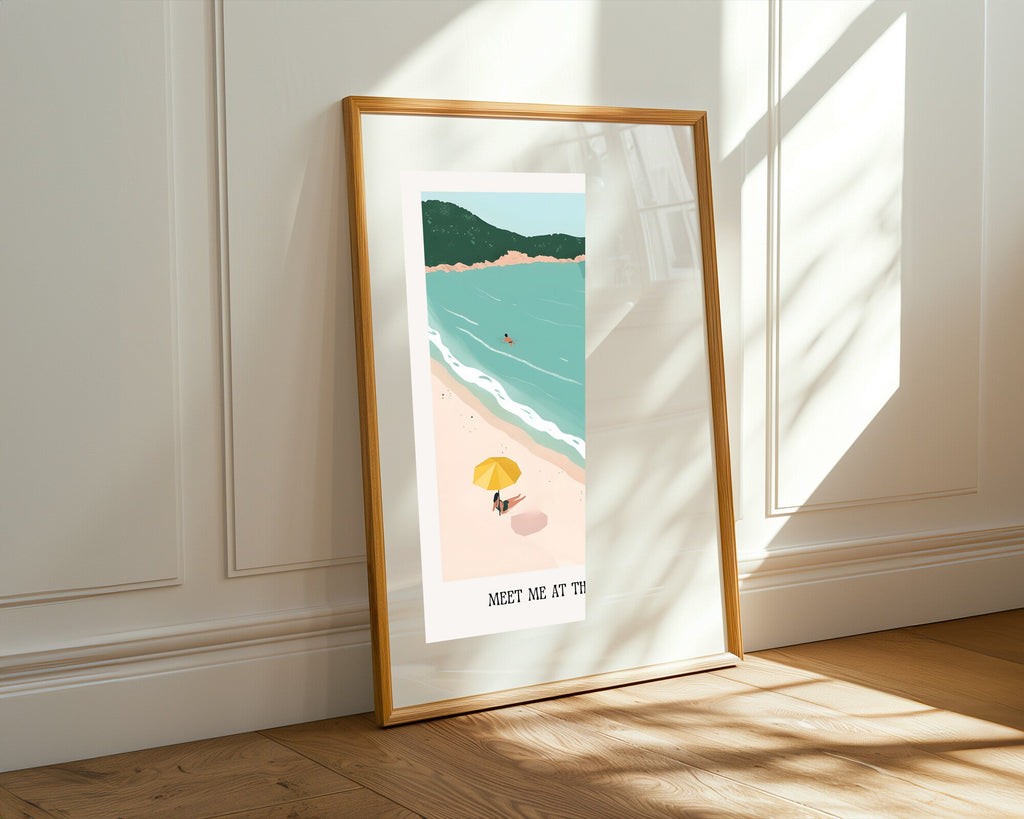 Cala con Sombrilla Amarilla | Cuadro decorativo de Monkey Canvas