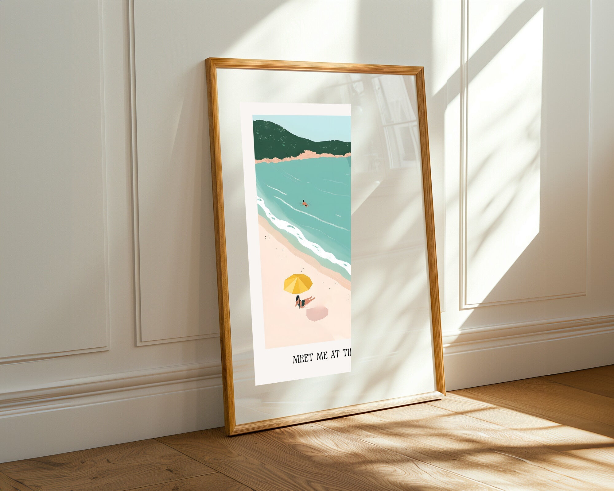 Cala con Sombrilla Amarilla | Cuadro decorativo de Monkey Canvas