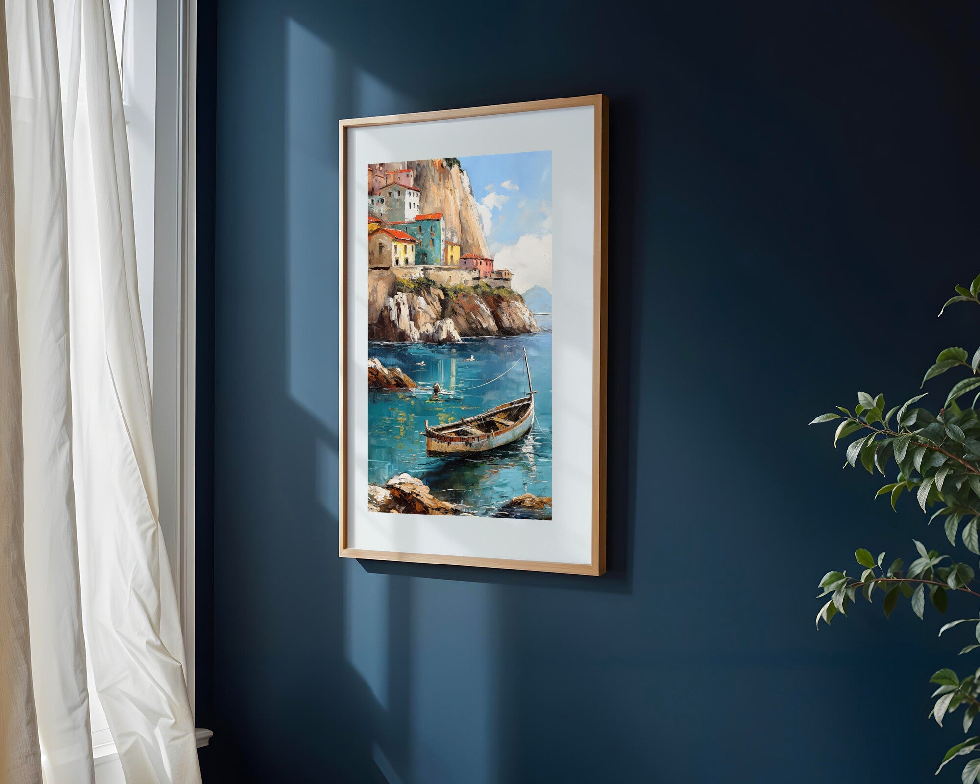 Pueblo Acantilado Mediterráneo | Cuadro decorativo de Monkey Canvas