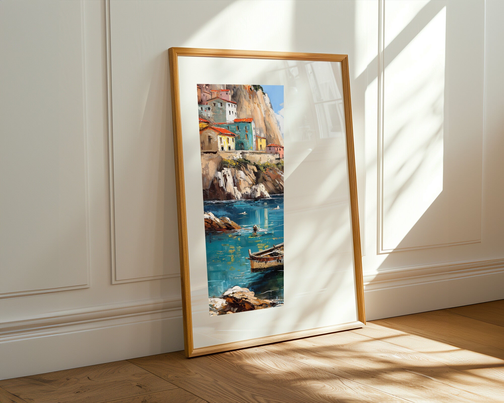 Pueblo Acantilado Mediterráneo | Cuadro decorativo de Monkey Canvas