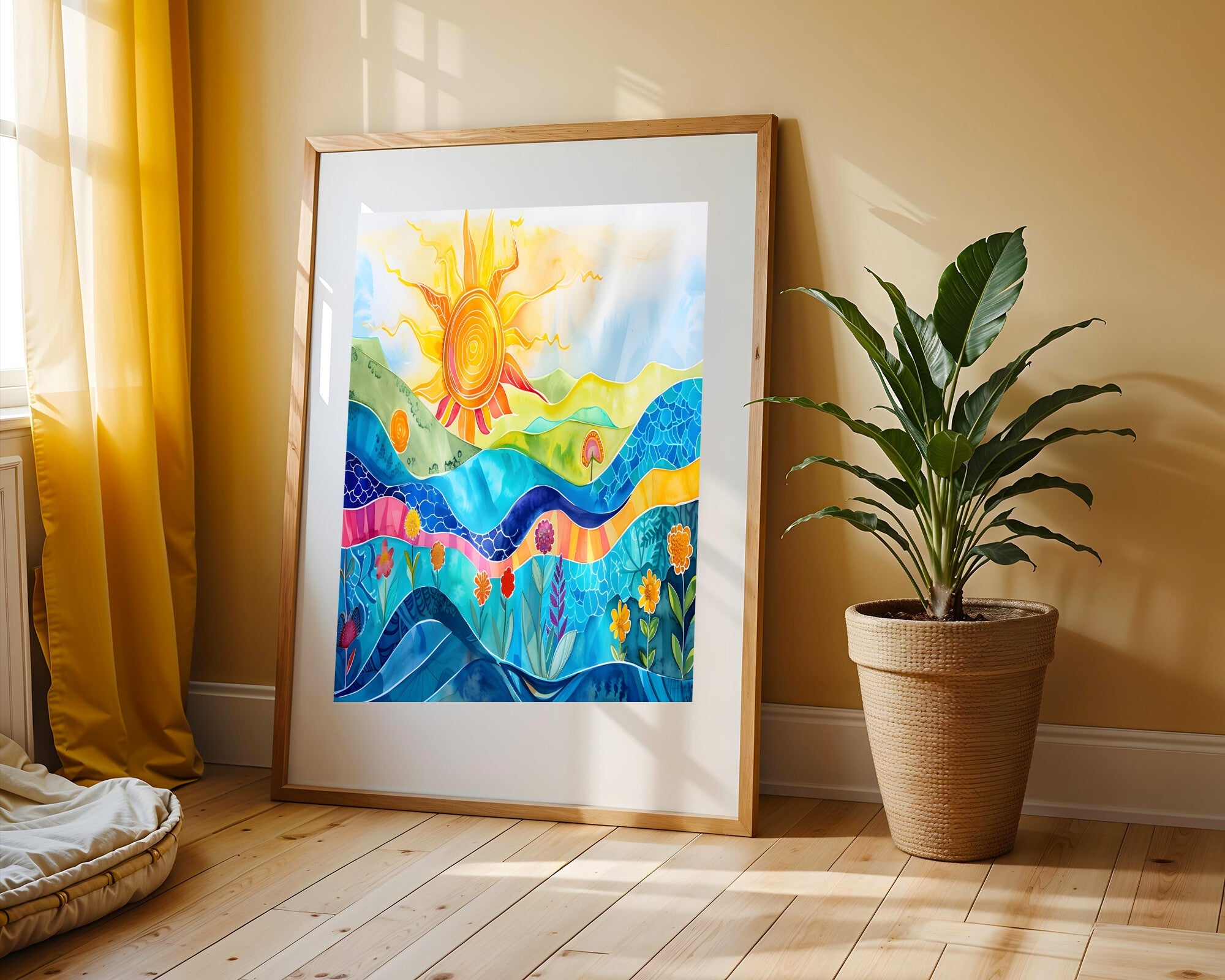 Sol Radiante en Acuarela | Cuadro decorativo de Monkey Canvas