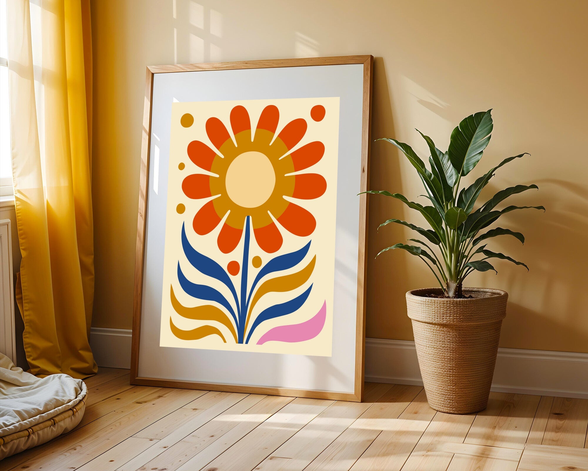 Sol Floral Retro | Cuadro decorativo de Monkey Canvas