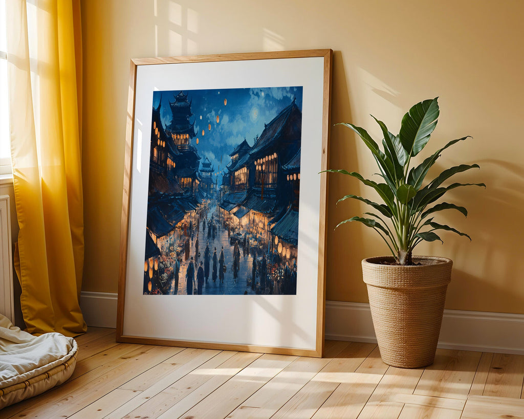 Mercado Nocturno de Linternas | Cuadro decorativo de Monkey Canvas