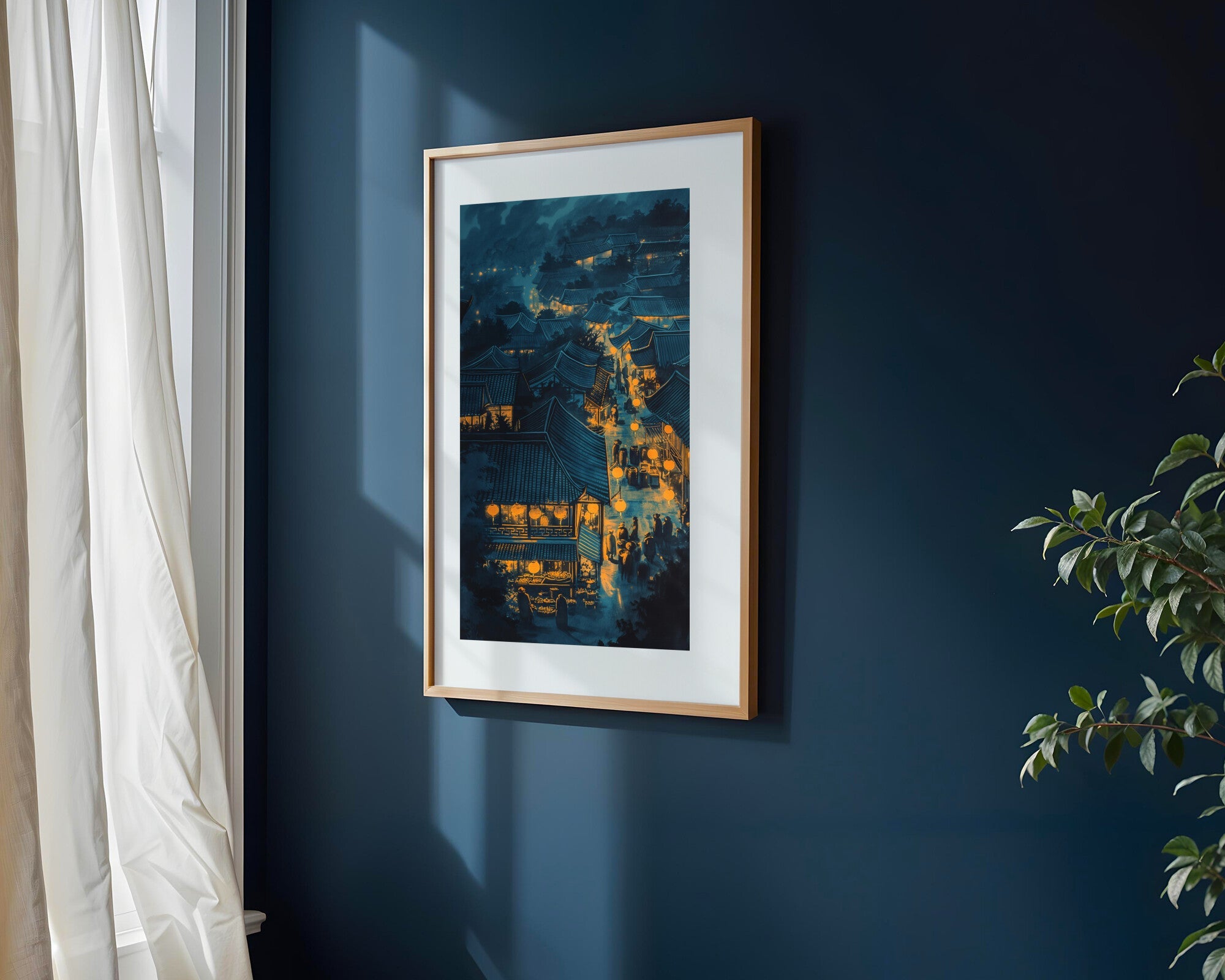 Callejón Azul de Farolillos | Cuadro decorativo de Monkey Canvas