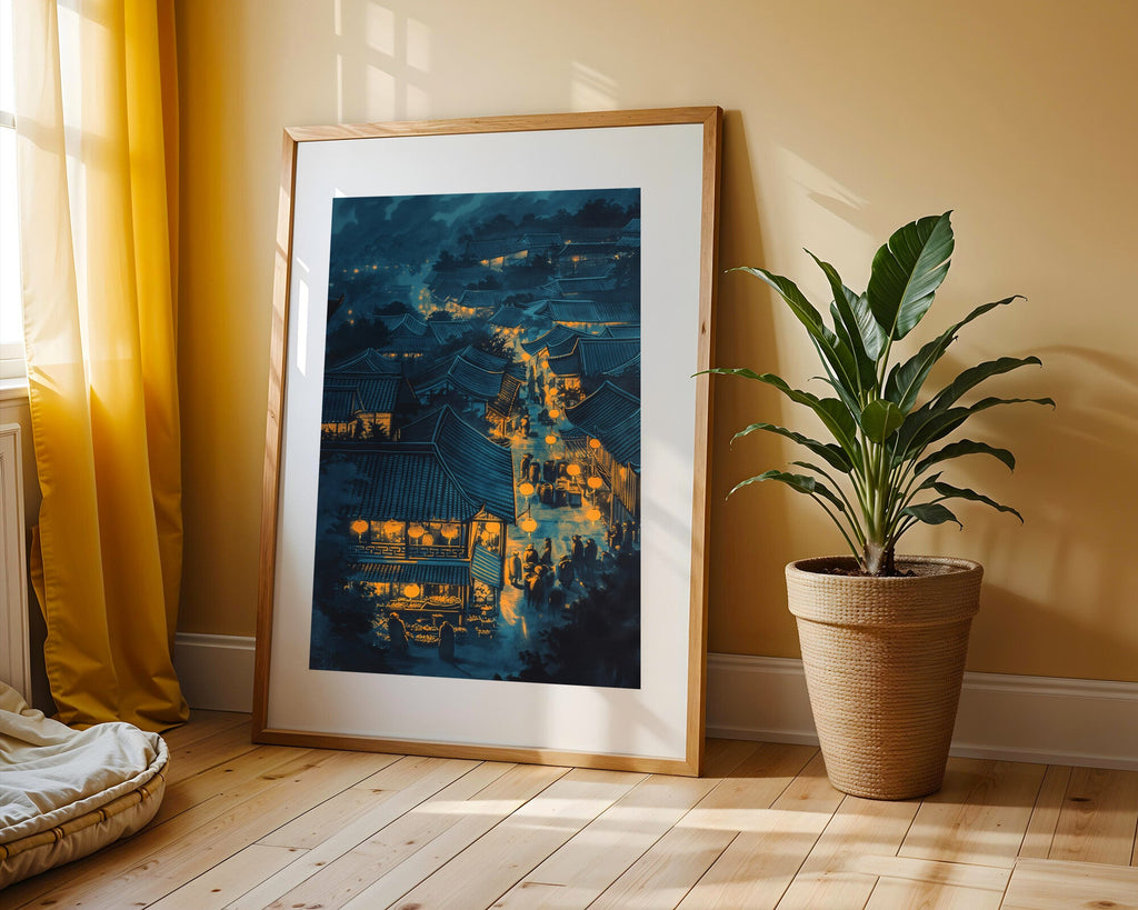 Callejón Azul de Farolillos | Cuadro decorativo de Monkey Canvas