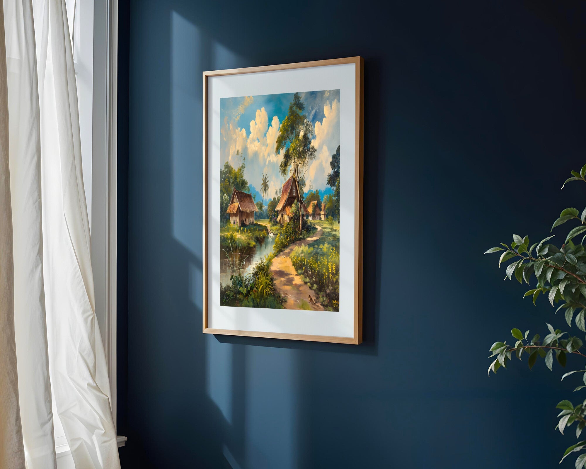 Aldea Tropical junto al Río | Cuadro decorativo de Monkey Canvas