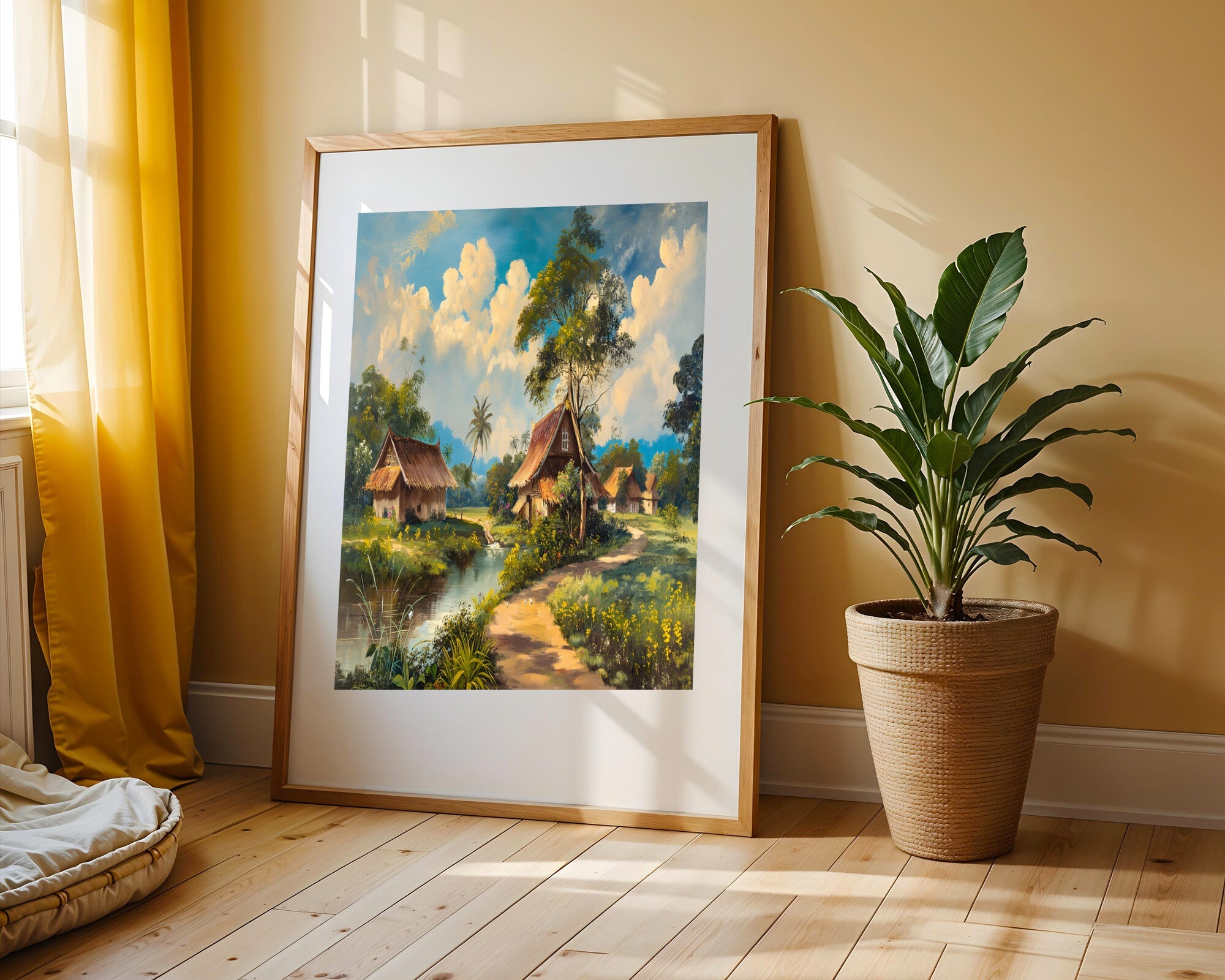 Aldea Tropical junto al Río | Cuadro decorativo de Monkey Canvas