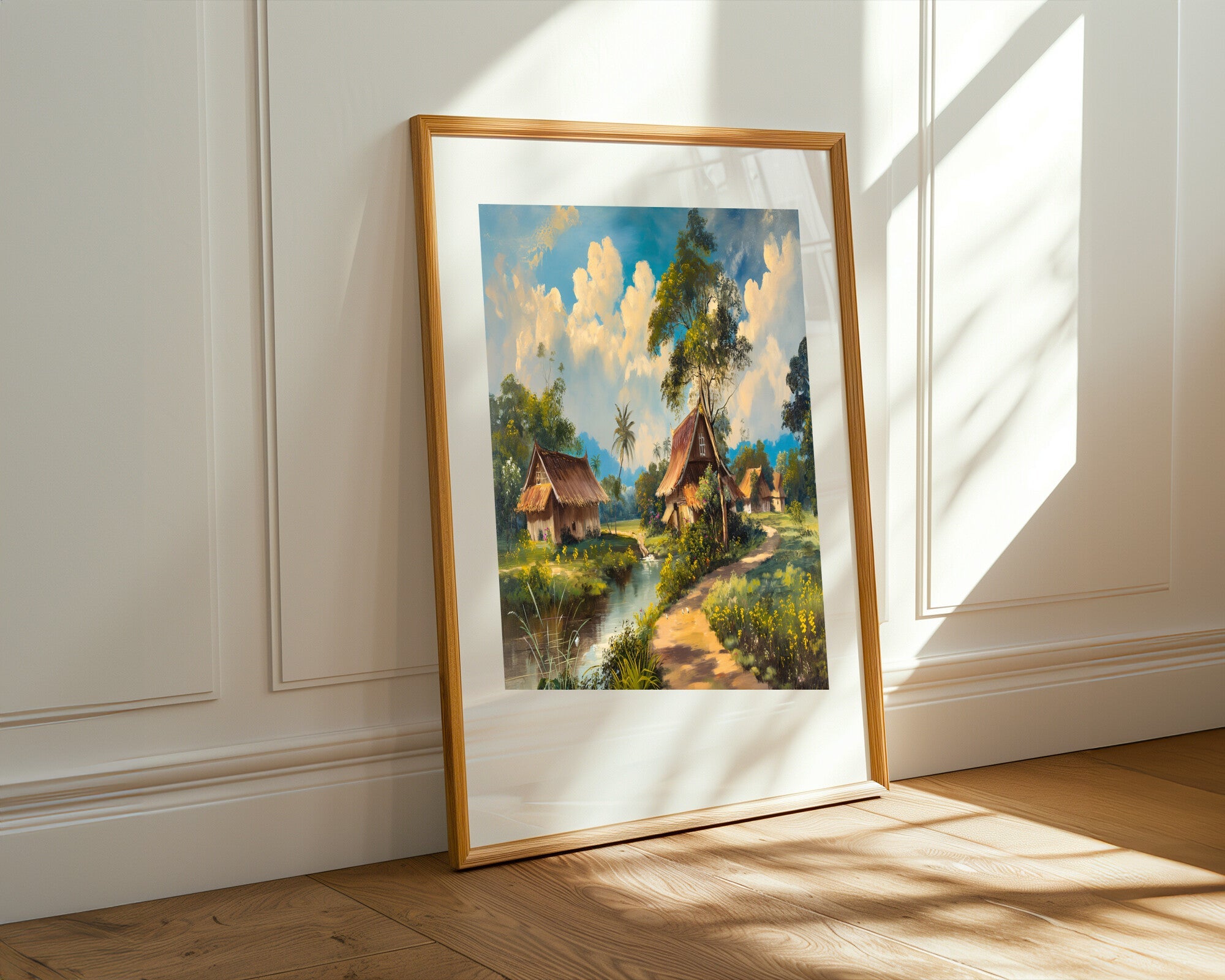 Aldea Tropical junto al Río | Cuadro decorativo de Monkey Canvas