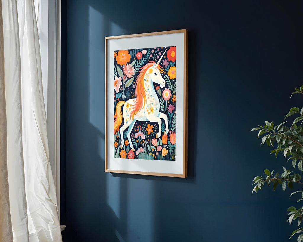 Unicornio Floral Nocturno | Cuadro decorativo de Monkey Canvas