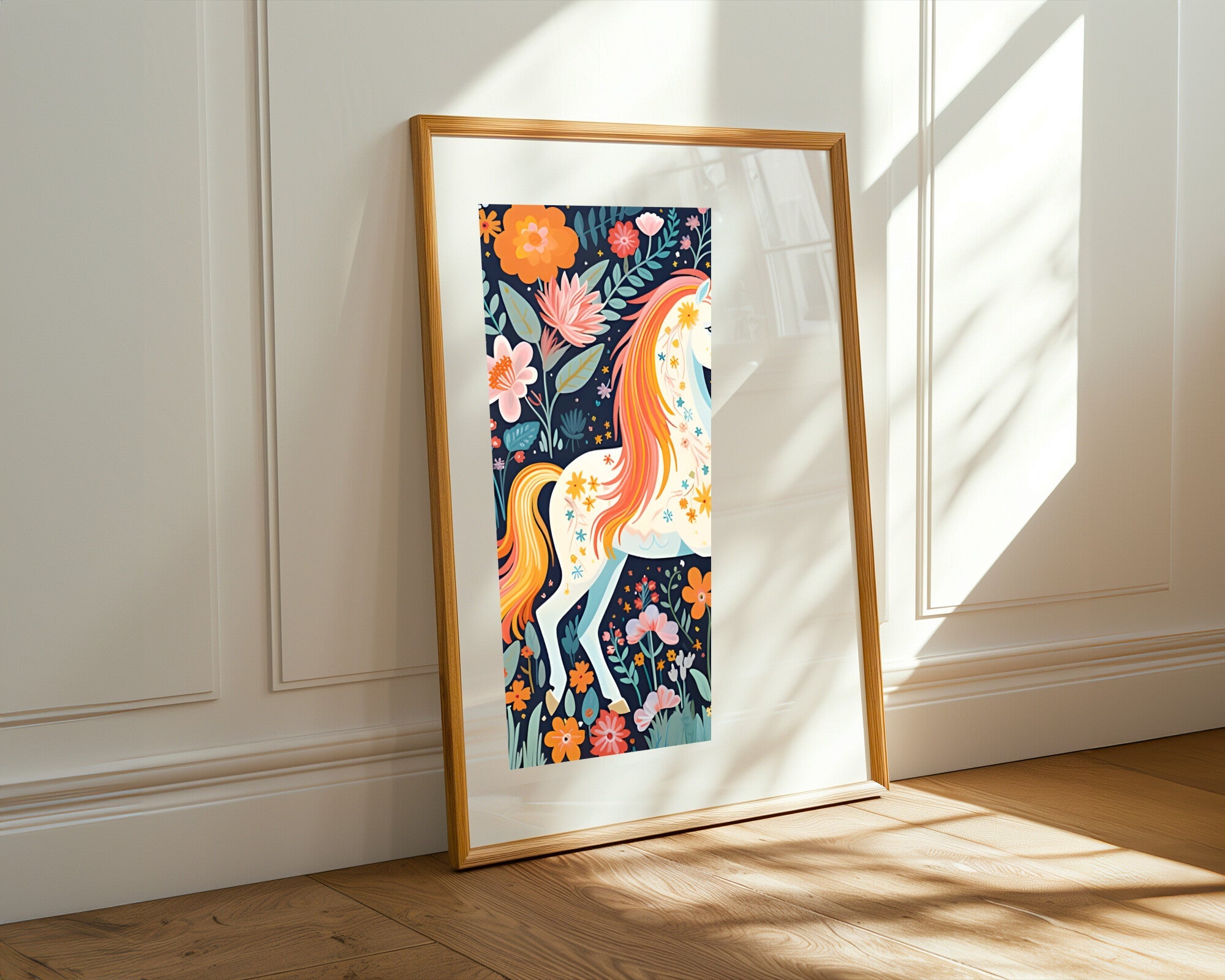 Unicornio Floral Nocturno | Cuadro decorativo de Monkey Canvas