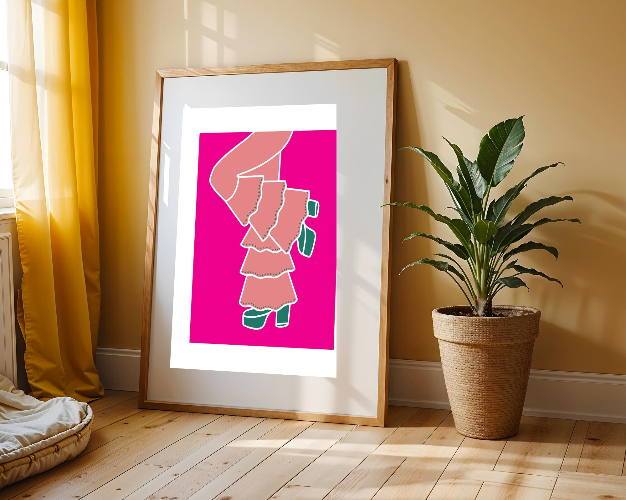 Vestido de Volantes Fucsia | Cuadro decorativo de Monkey Canvas