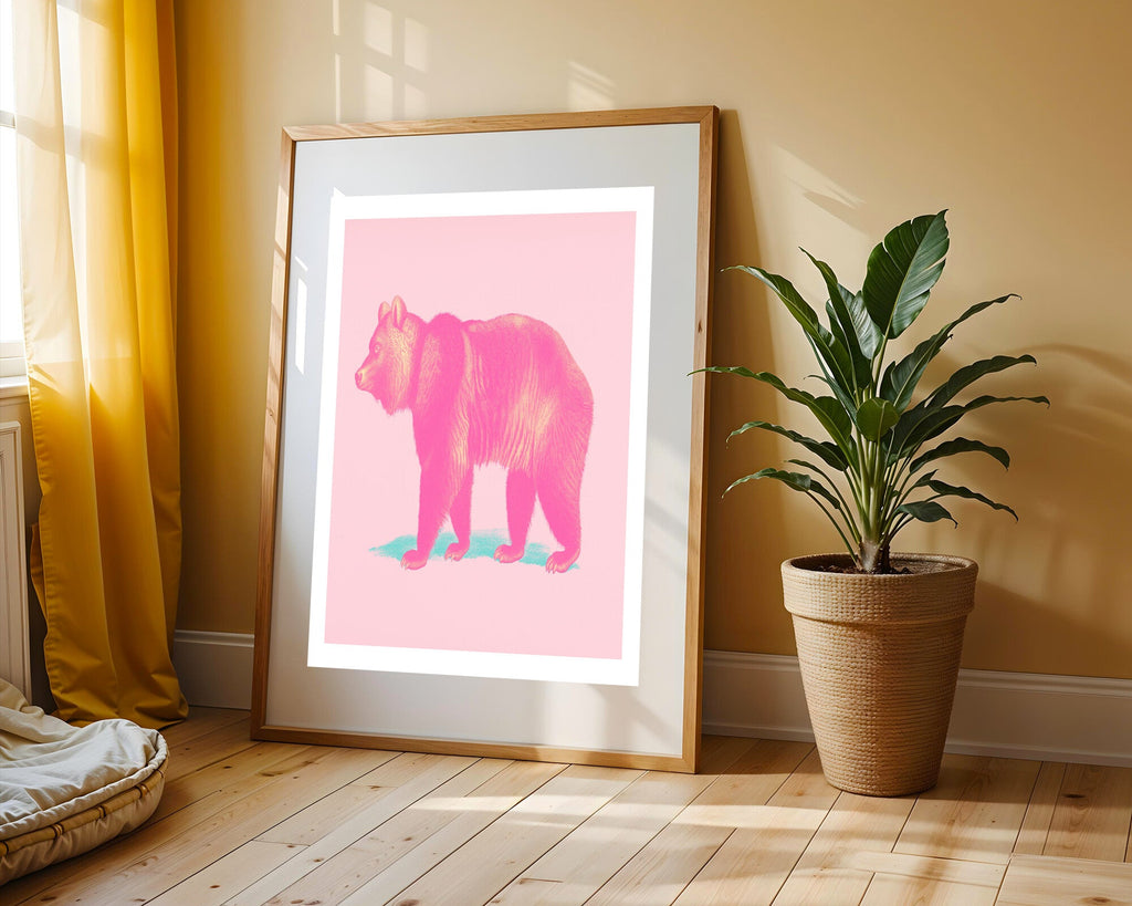 Oso Dorado en Rosa | Cuadro decorativo de Monkey Canvas