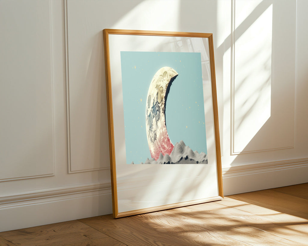 Luna Creciente sobre Montañas | Cuadro decorativo de Monkey Canvas