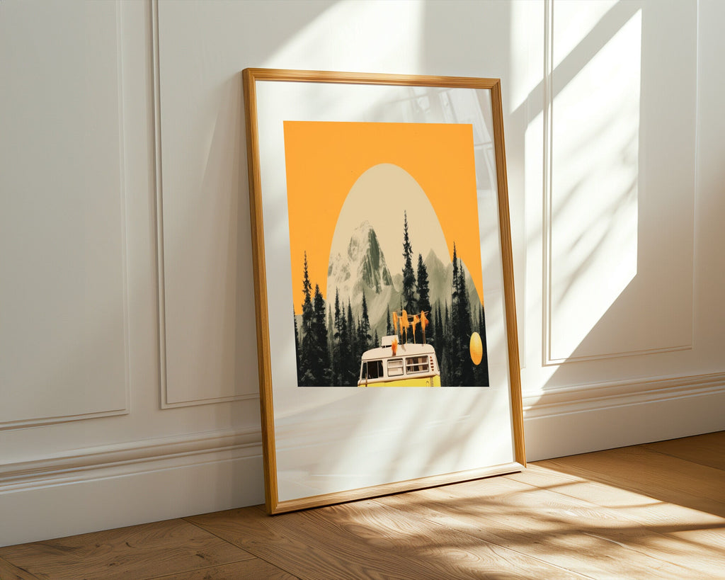 Van Retro en las Montañas | Cuadro decorativo de Monkey Canvas