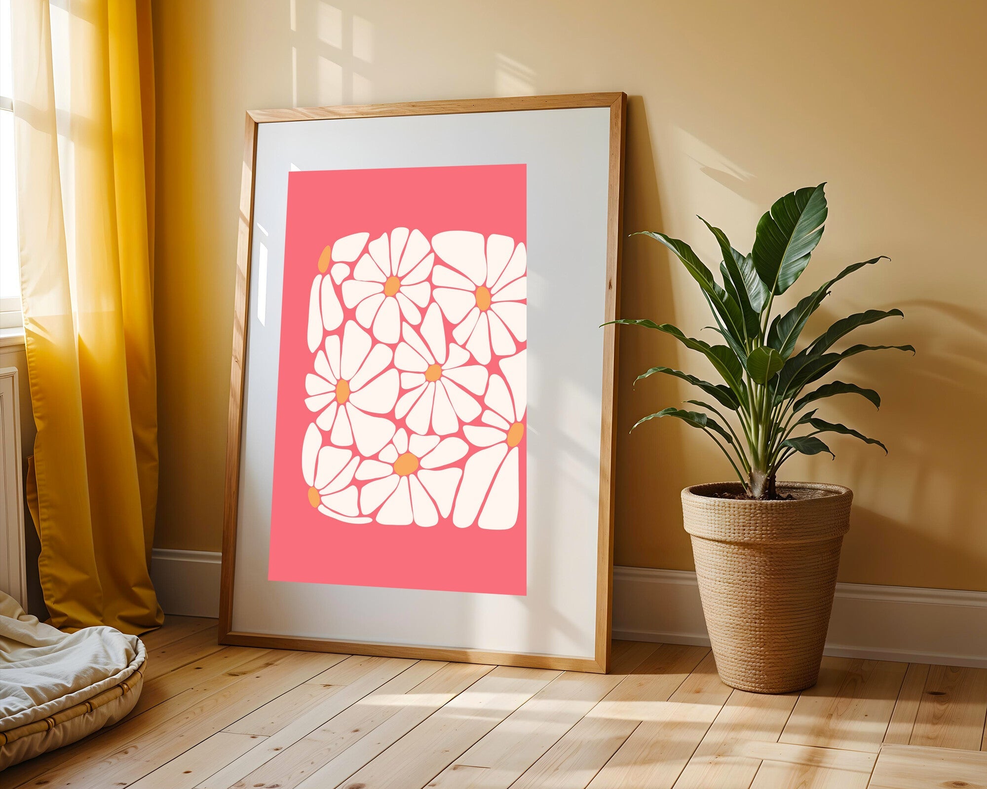 Margaritas sobre Coral | Cuadro decorativo de Monkey Canvas