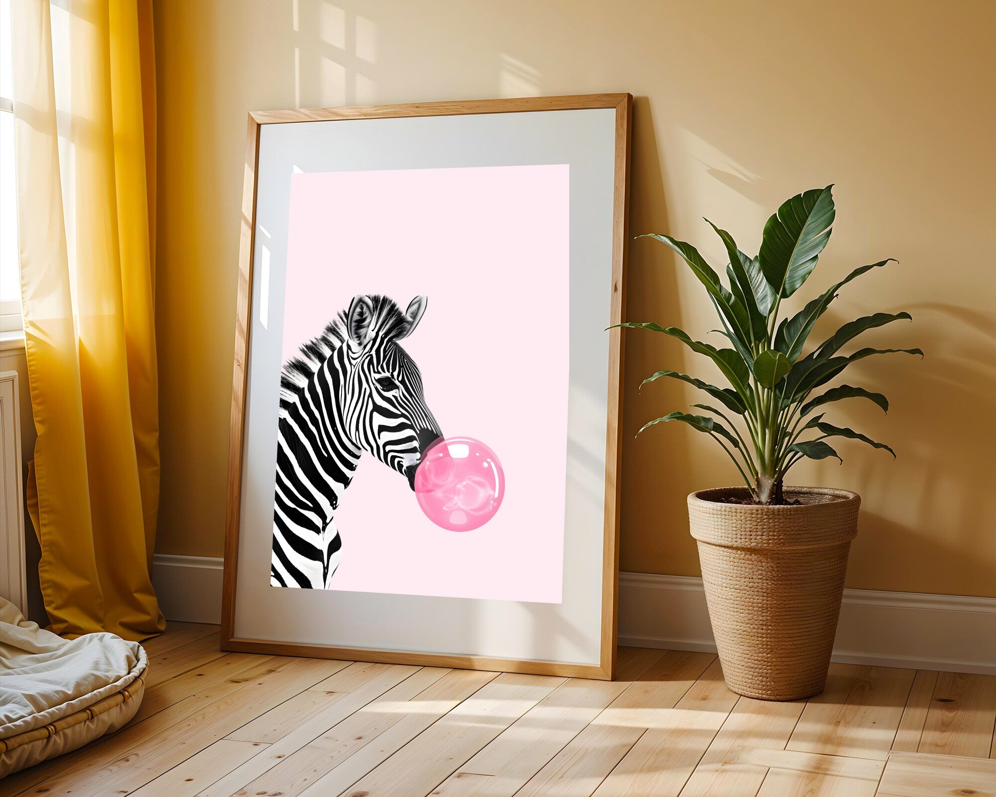 Cebra con Chicle Rosa | Cuadro decorativo de Monkey Canvas