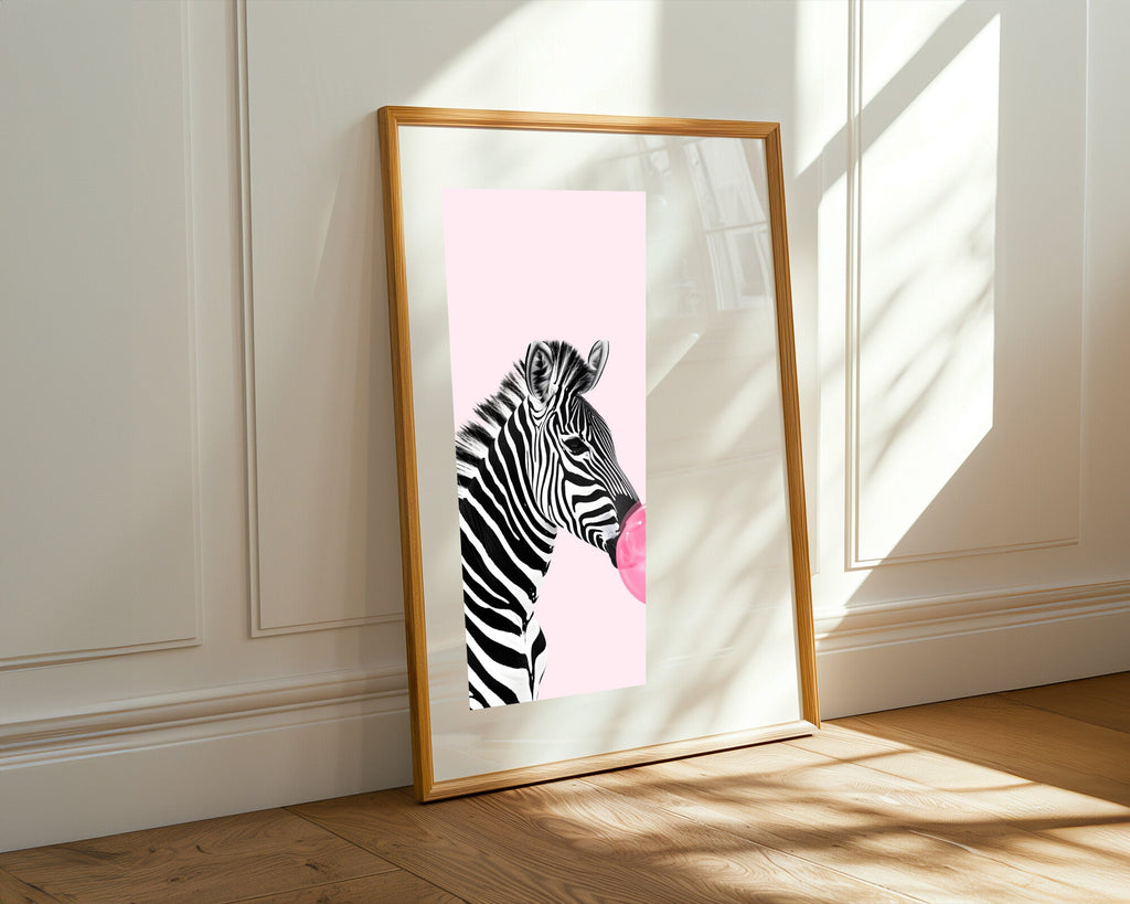 Cebra con Chicle Rosa | Cuadro decorativo de Monkey Canvas