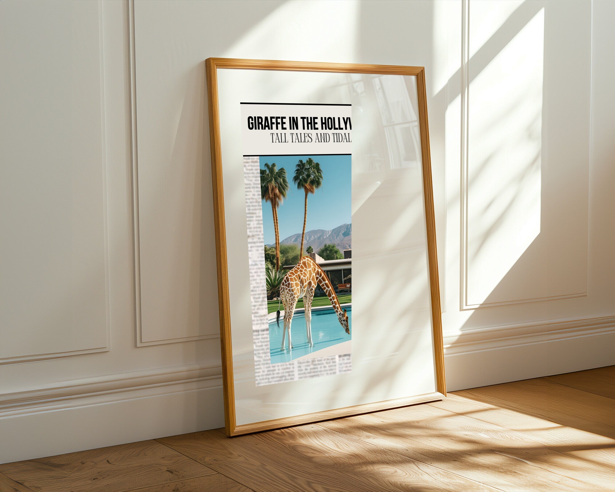 Jirafa en la Piscina Hollywood | Cuadro decorativo de Monkey Canvas