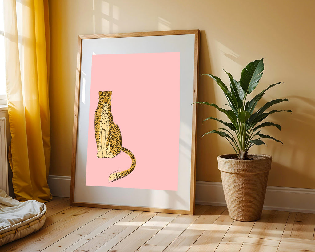 Guepardo Minimalista Rosa | Cuadro decorativo de Monkey Canvas