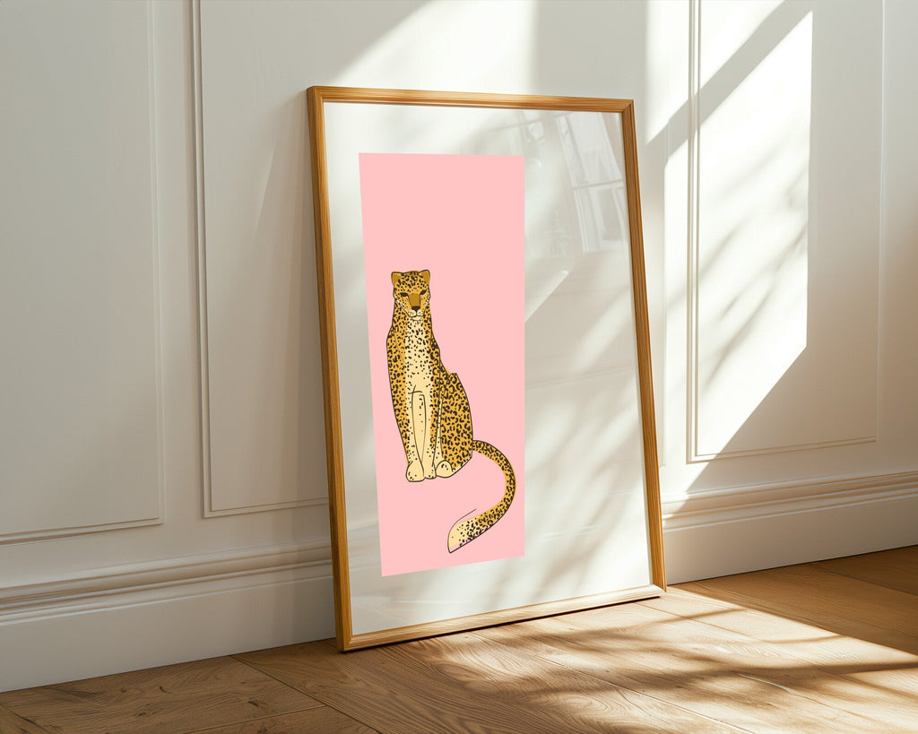 Guepardo Minimalista Rosa | Cuadro decorativo de Monkey Canvas