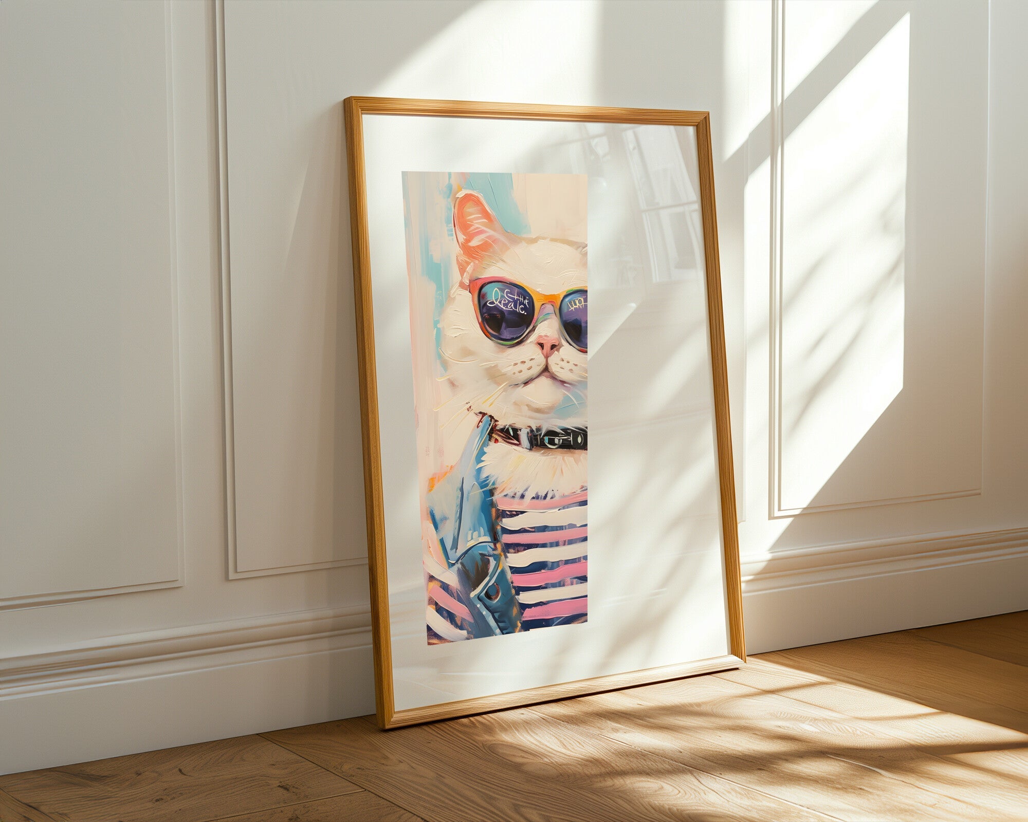 Gato Blanco con Lentes | Cuadro decorativo de Monkey Canvas