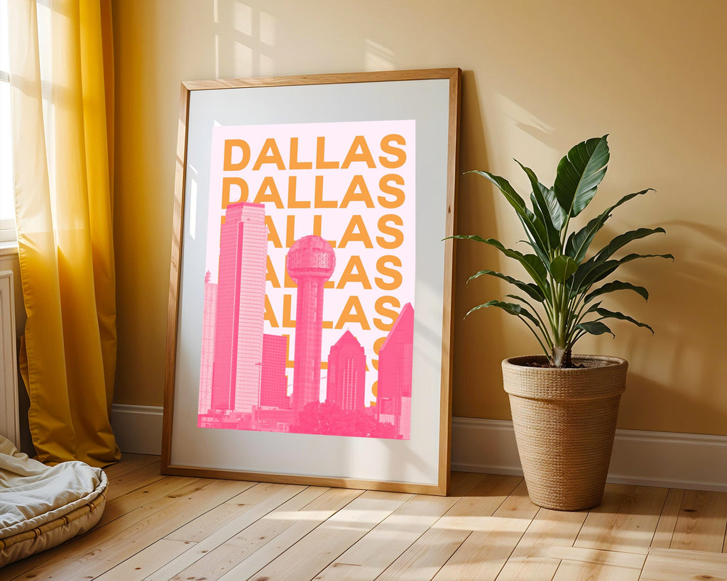 Skyline Tipografico de Dallas | Cuadro decorativo de Monkey Canvas