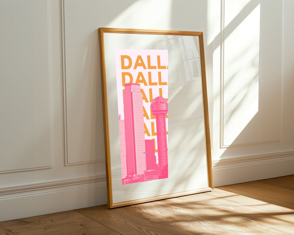 Skyline Tipografico de Dallas | Cuadro decorativo de Monkey Canvas