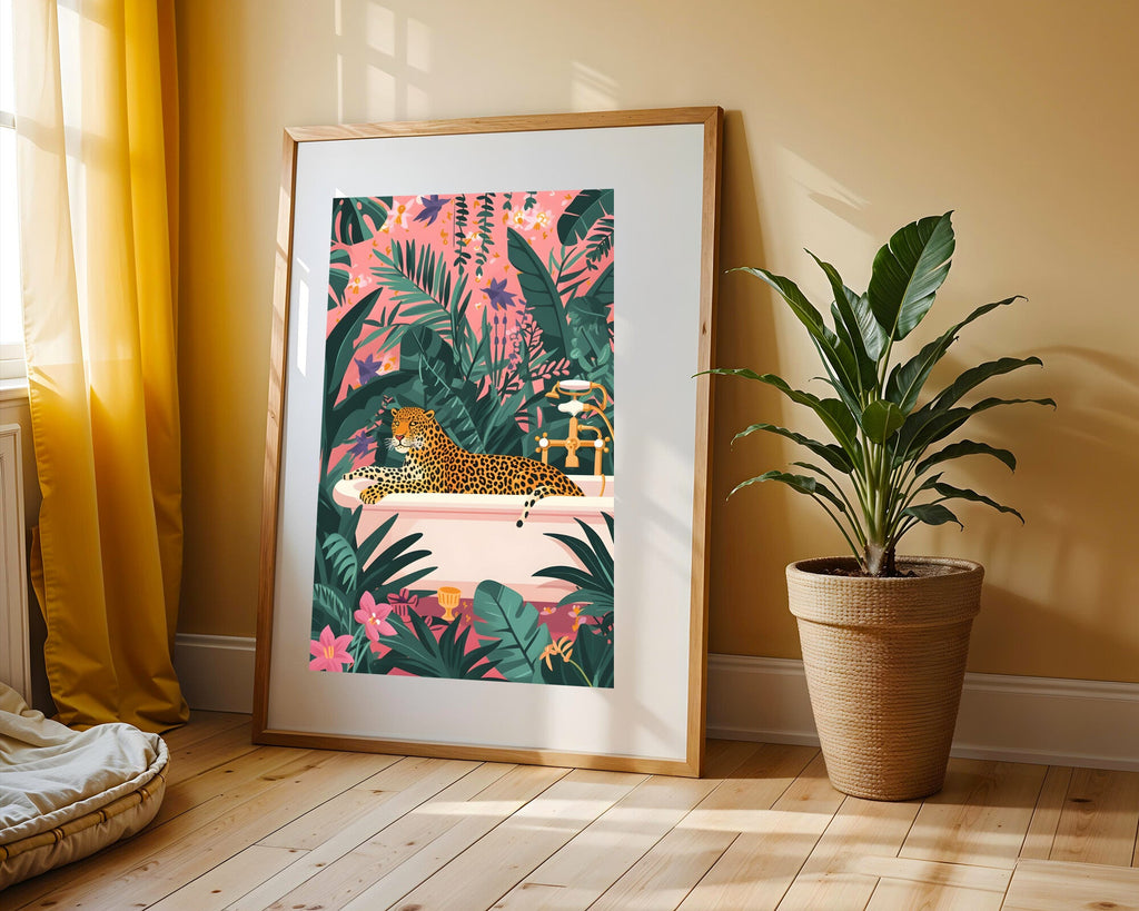 Leopardo en la Tina Tropical | Cuadro decorativo de Monkey Canvas