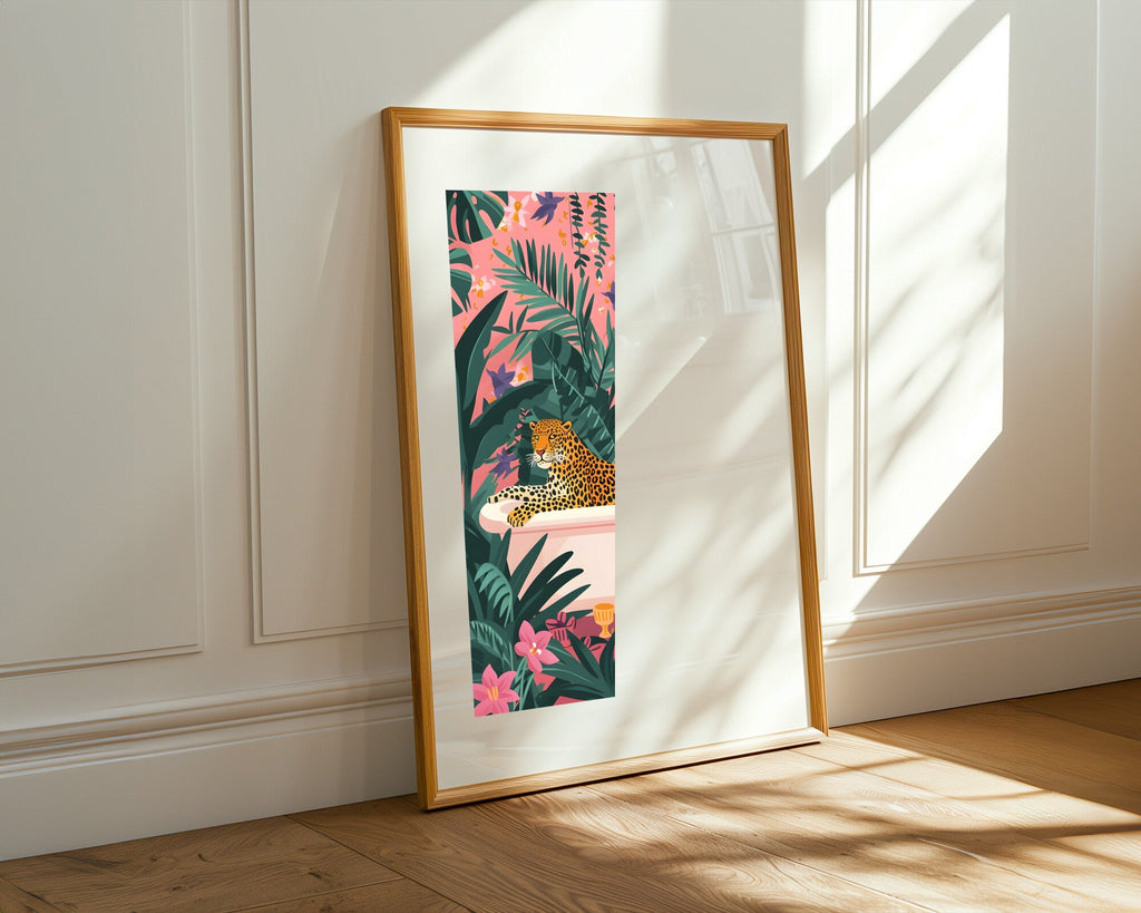 Leopardo en la Tina Tropical | Cuadro decorativo de Monkey Canvas