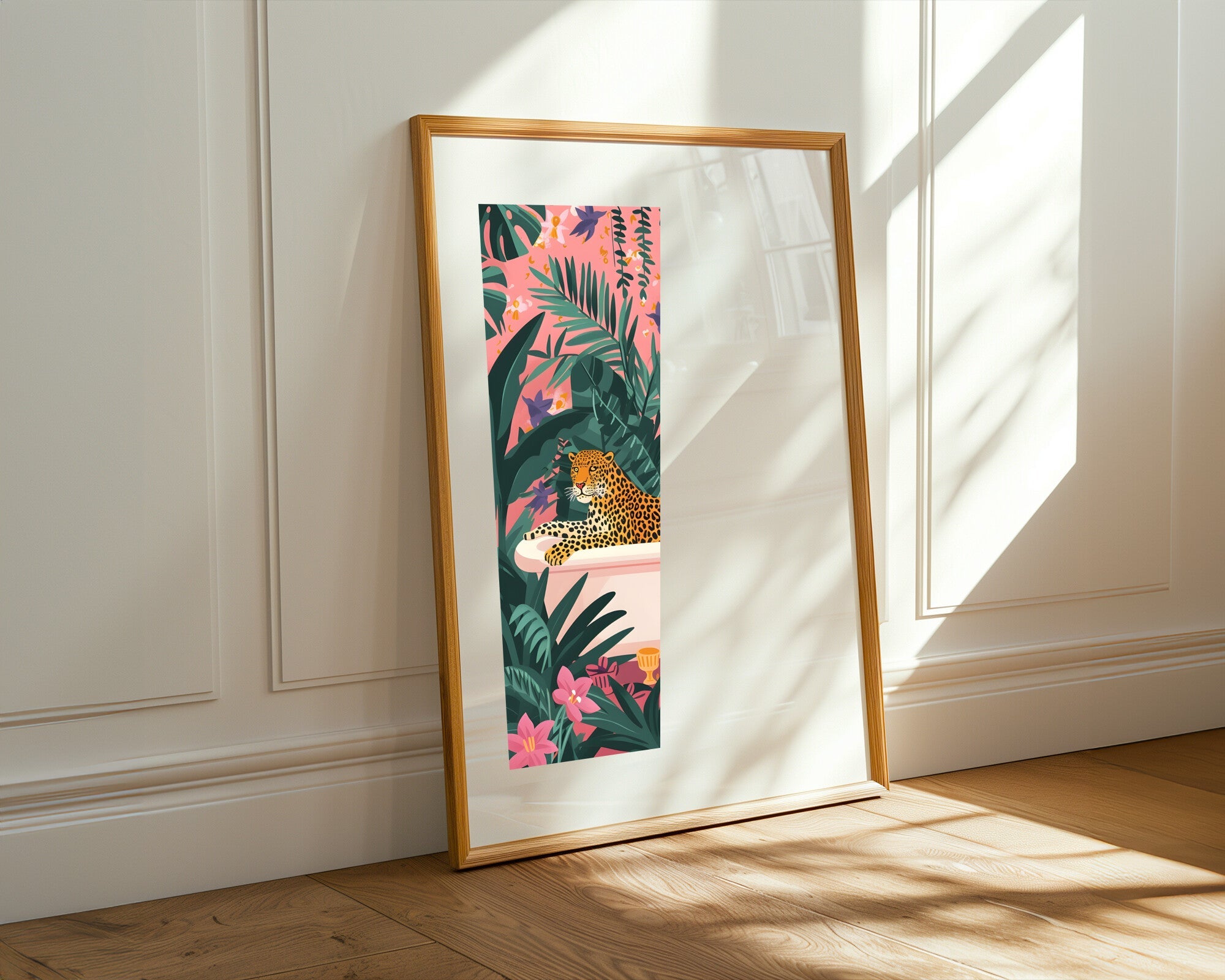 Leopardo en la Tina Tropical | Cuadro decorativo de Monkey Canvas