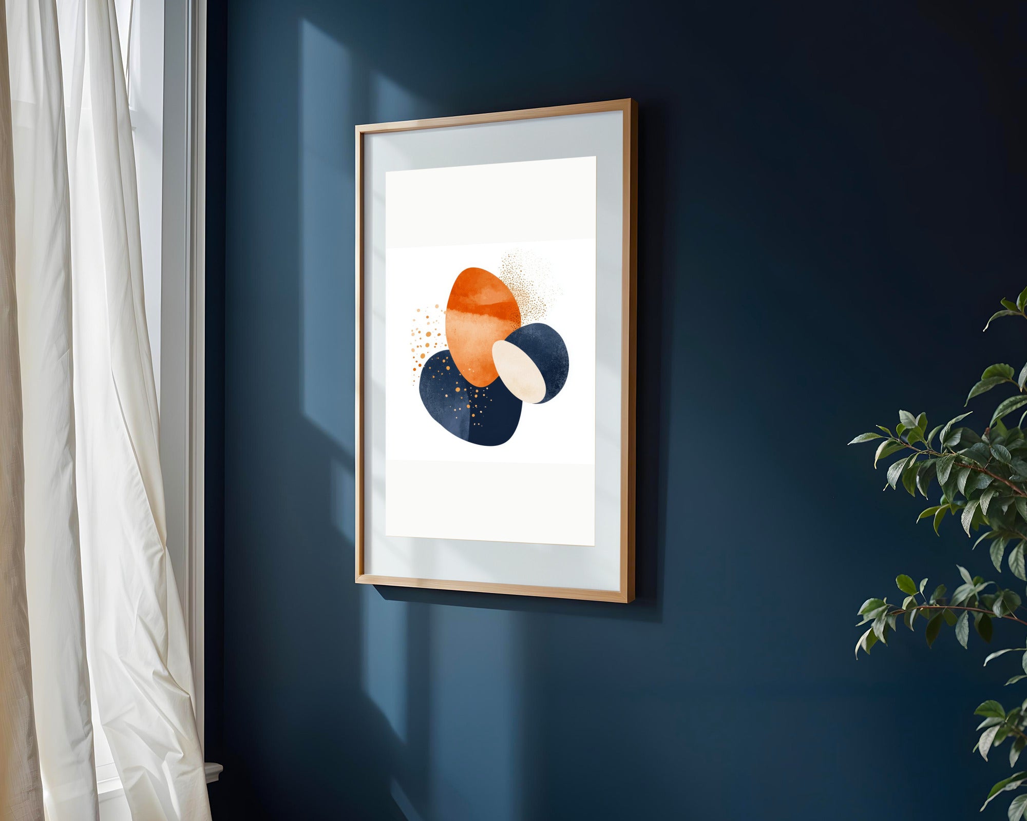 Contraste Añil y Terracota | Tríptico decorativo de Monkey Canvas