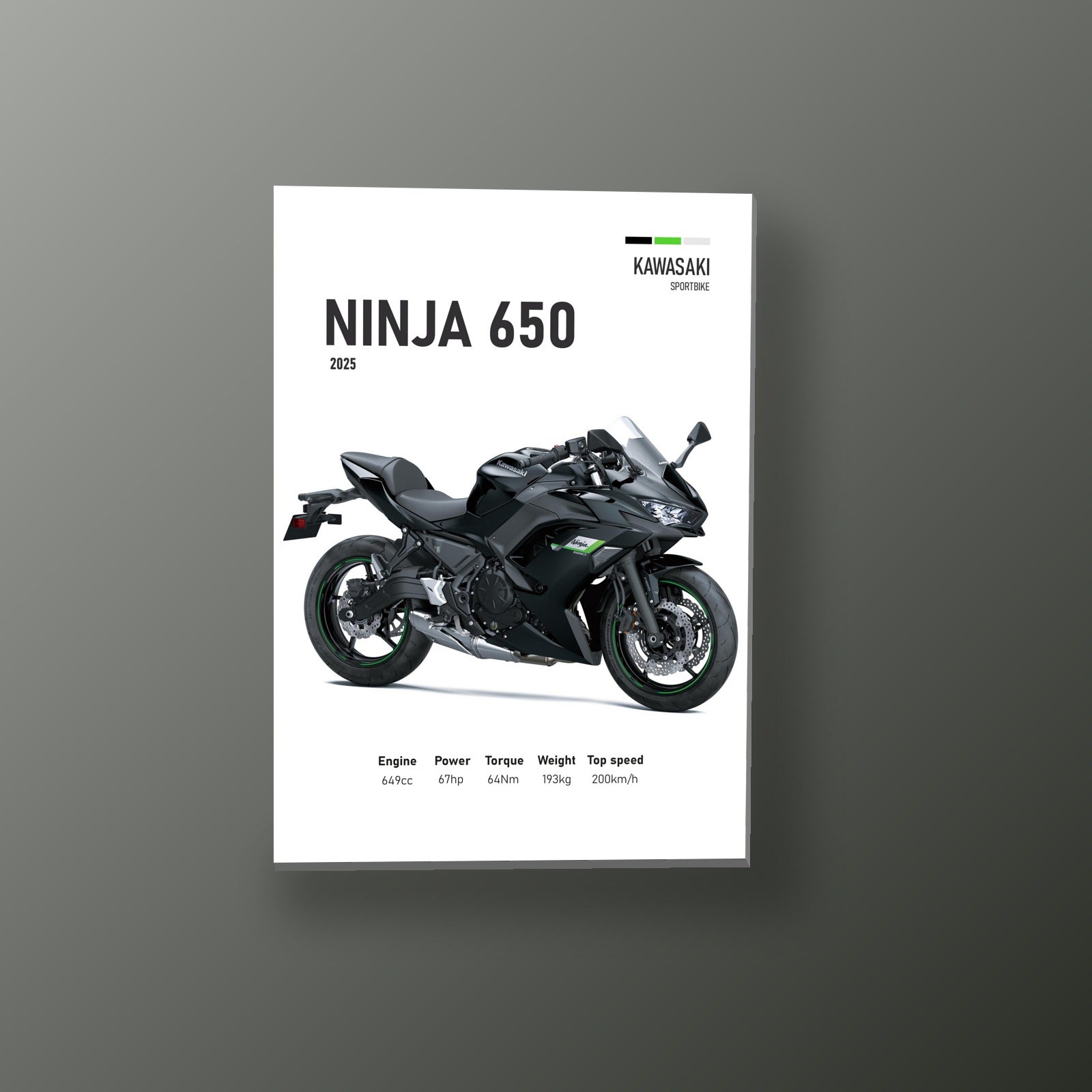 Ninja 650 Deportiva Negra | Cuadro decorativo de Monkey Canvas