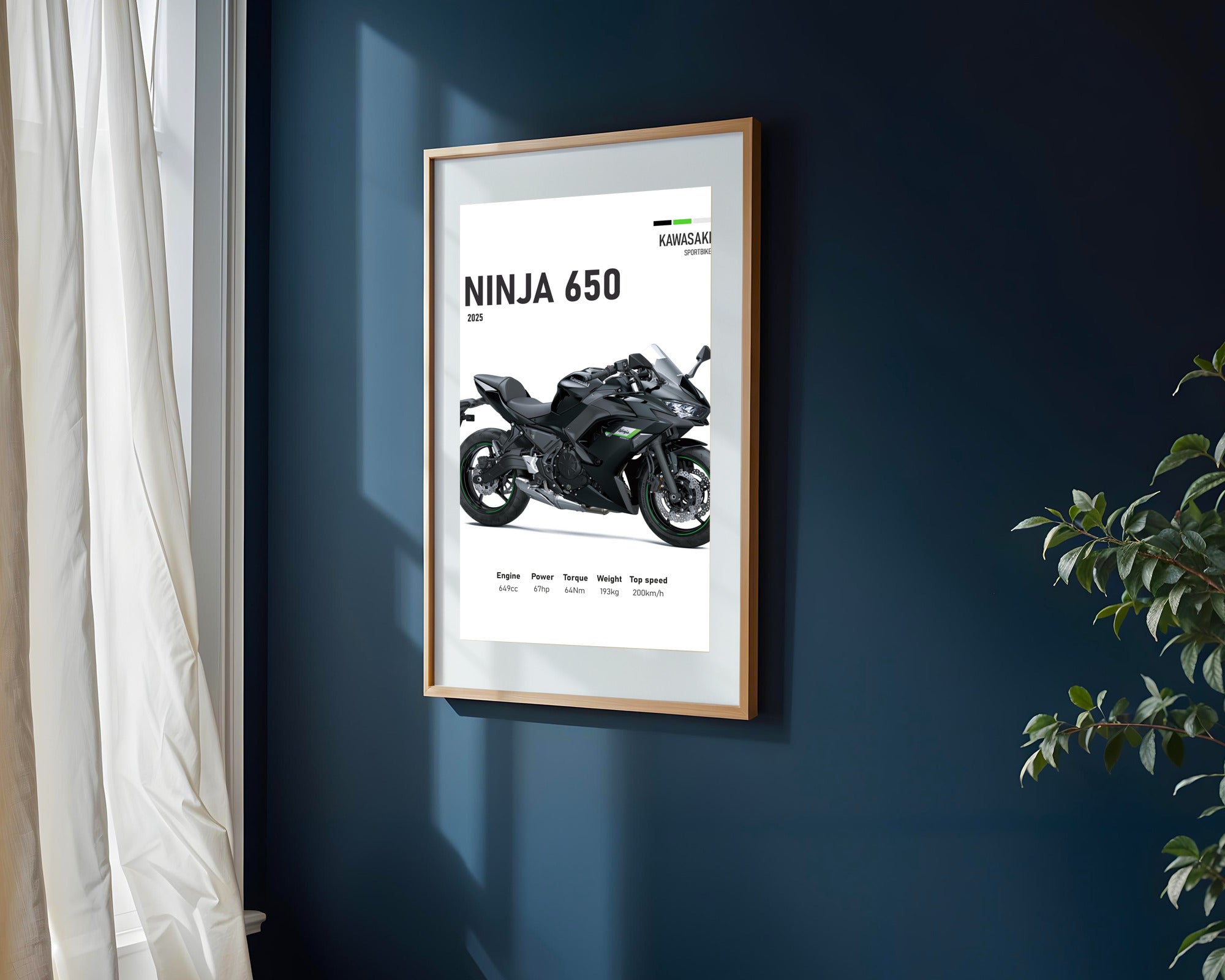 Ninja 650 Deportiva Negra | Cuadro decorativo de Monkey Canvas
