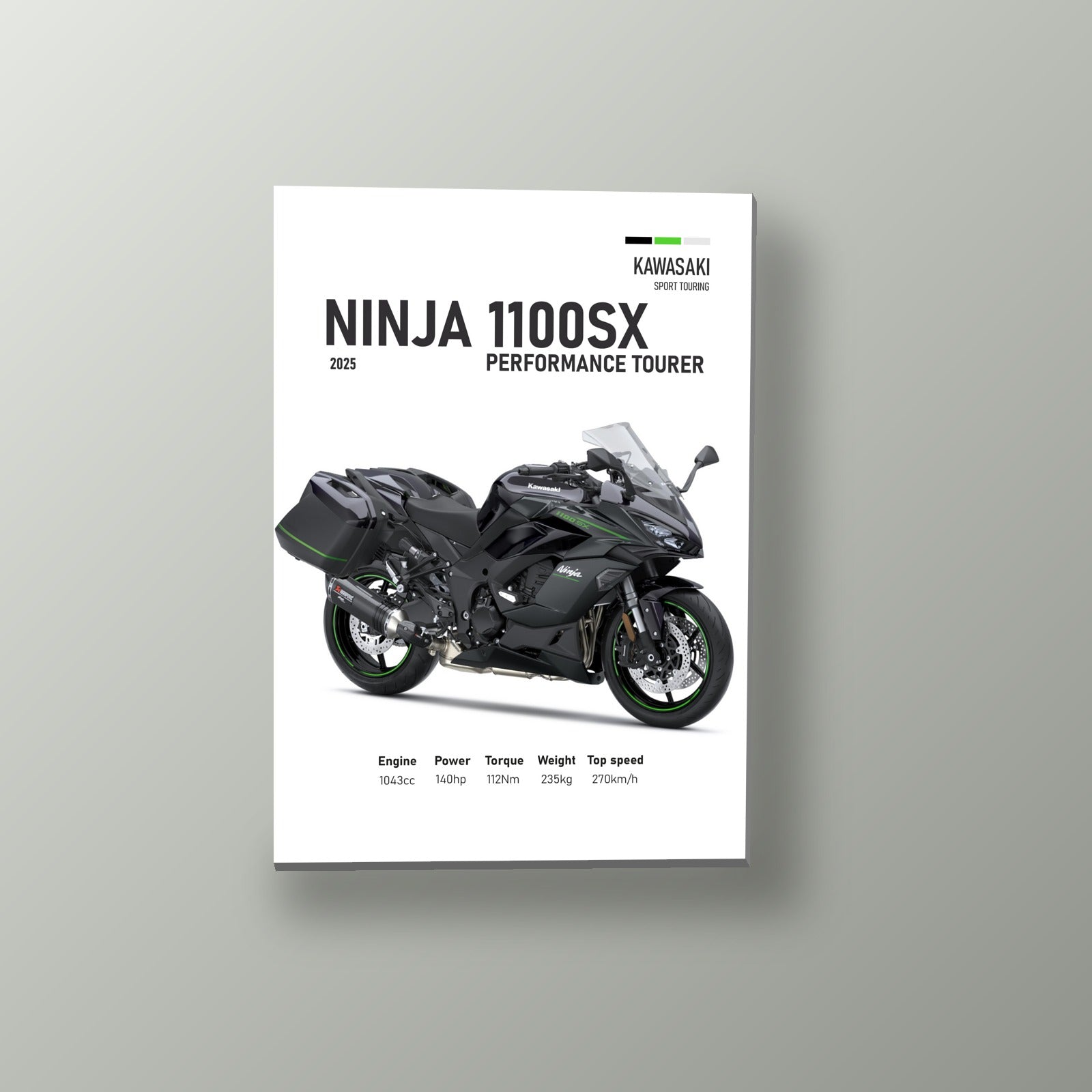 Ninja 1100SX Tourer Negra | Cuadro decorativo de Monkey Canvas