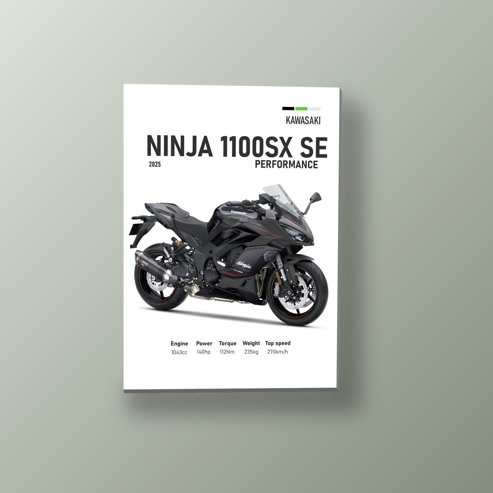 Ninja 1100SX SE Roja y Negra | Cuadro decorativo de Monkey Canvas