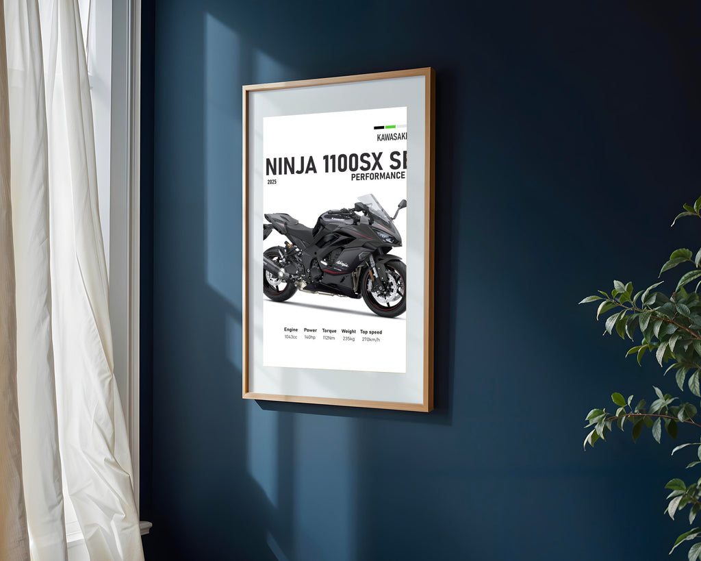 Ninja 1100SX SE Roja y Negra | Cuadro decorativo de Monkey Canvas