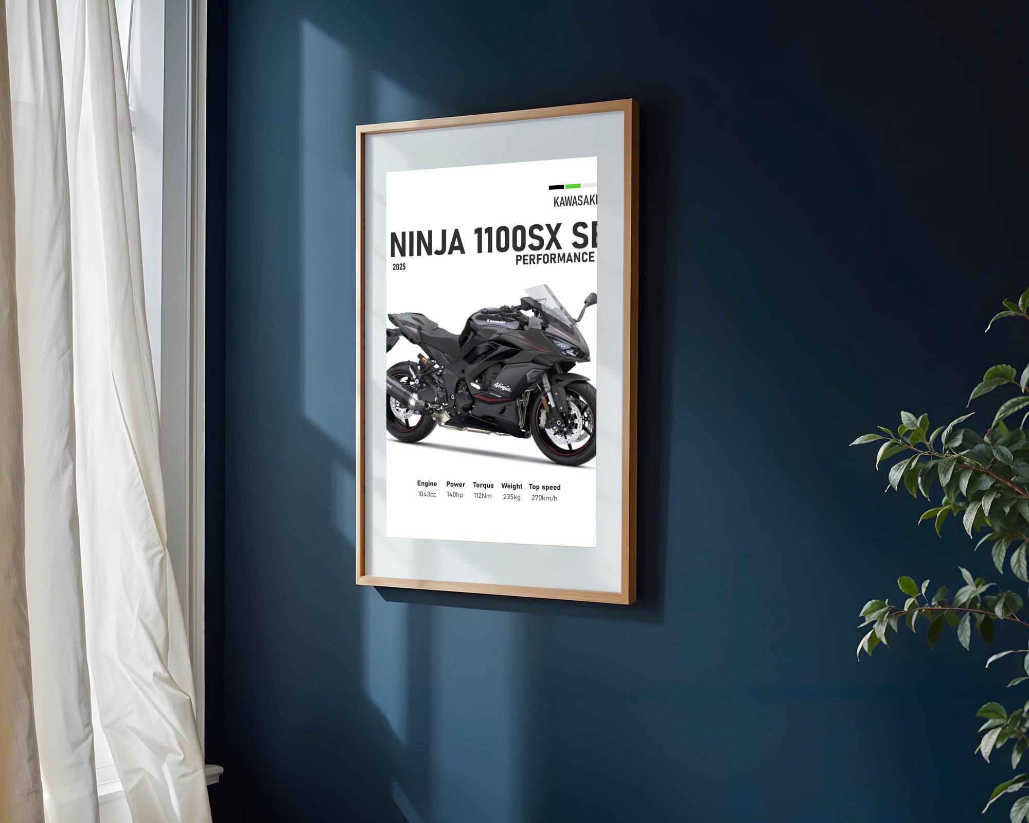 Ninja 1100SX SE Roja y Negra | Cuadro decorativo de Monkey Canvas