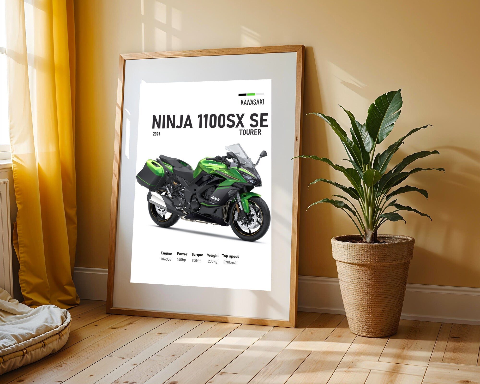 Ninja 1100SX SE Viajera Verde | Cuadro decorativo de Monkey Canvas