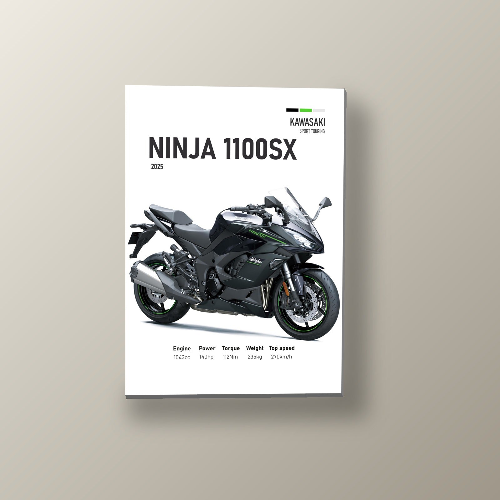 Ninja 1100SX Clasica Negra | Cuadro decorativo de Monkey Canvas